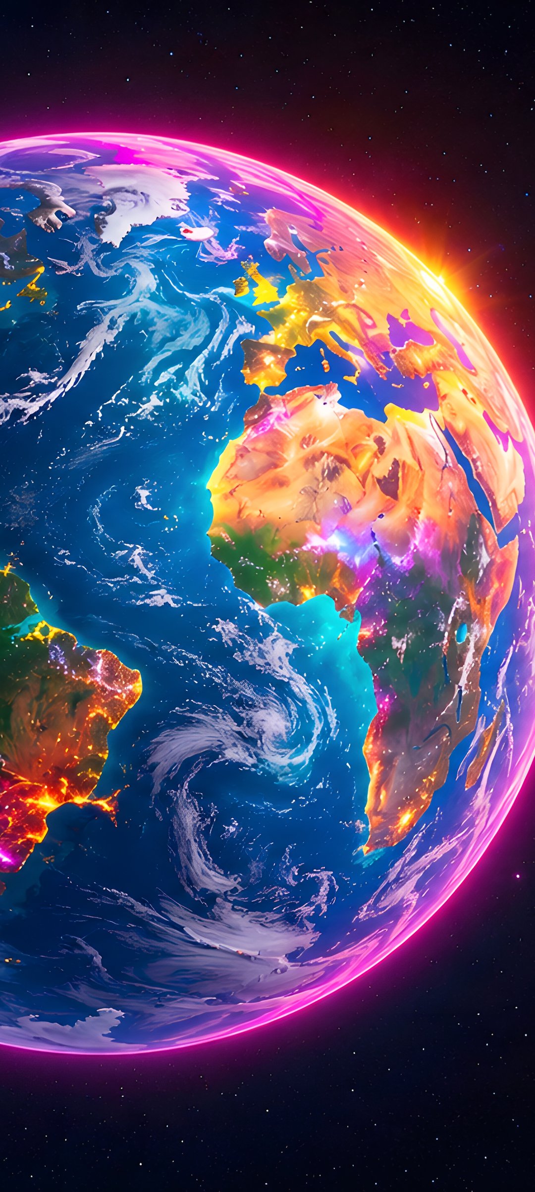 Glowing Earth Among Star Fields - Wallpapers for Samsung Galaxy A13/A14/A53, Realme 12 Pro 5G, POCO M5 in 1080x2408 resolution