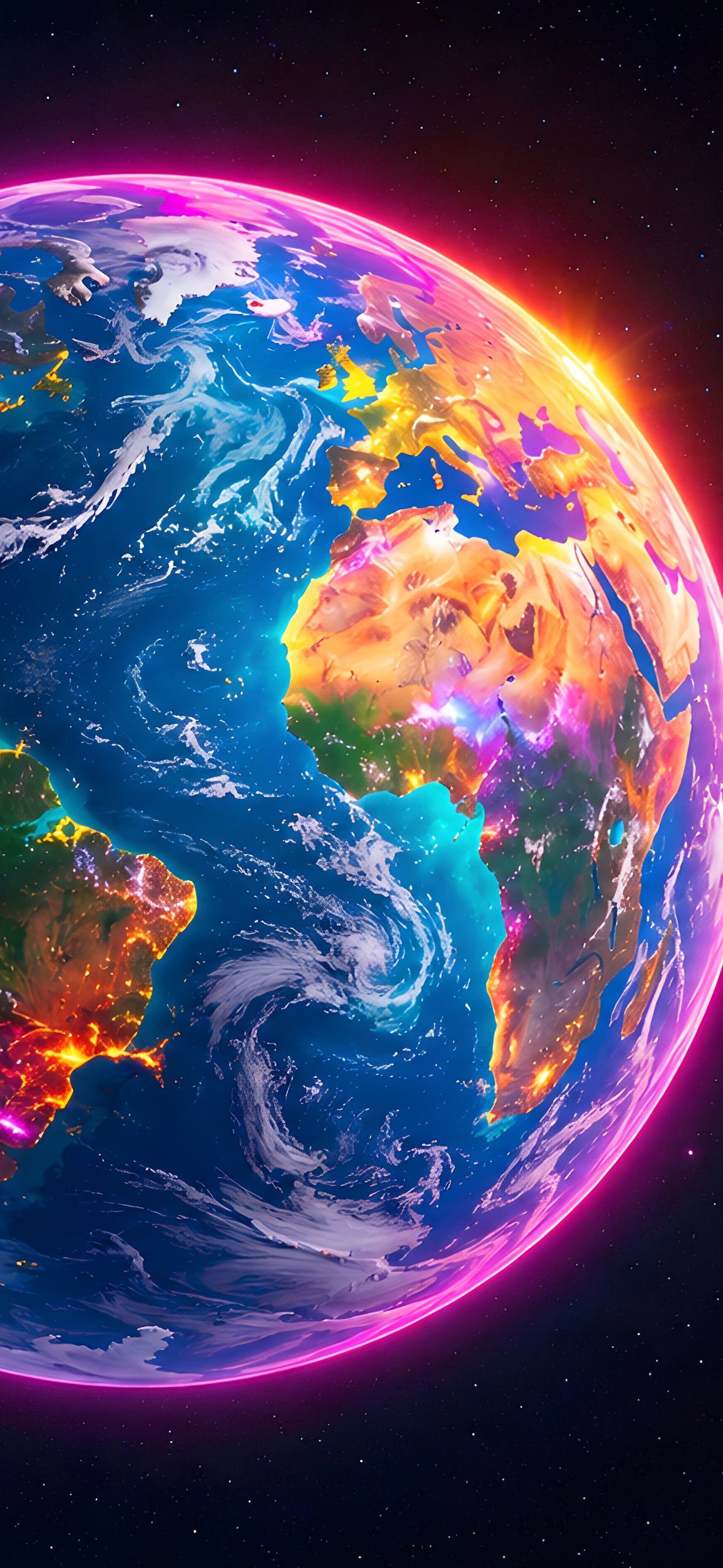 Glowing Earth Among Star Fields - Wallpapers for iPhone 14 Pro/15 Pro in 1179x2556 resolution