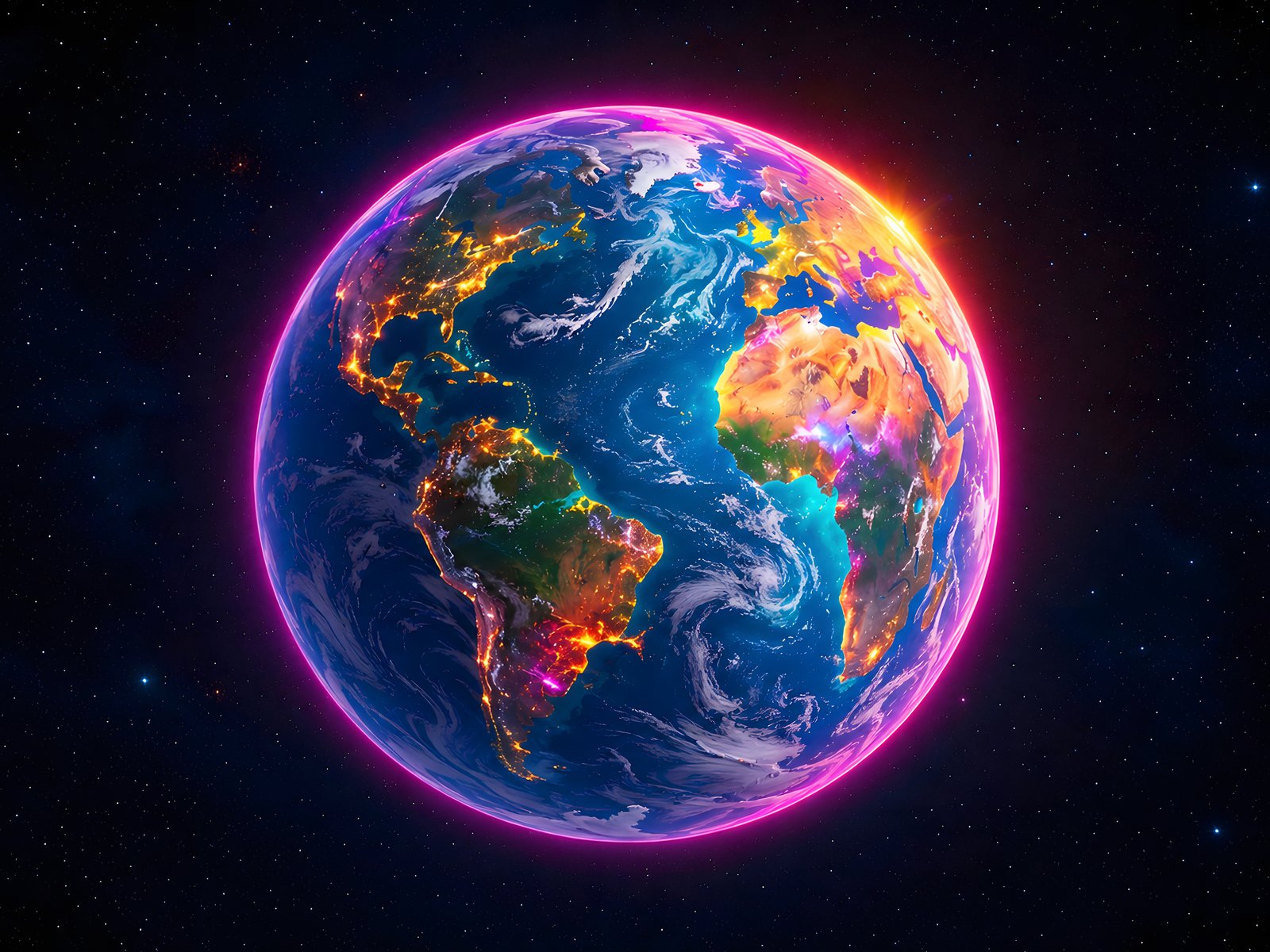 Glowing Earth Among Star Fields - UXGA wallpapers in 1600x1200 resolution