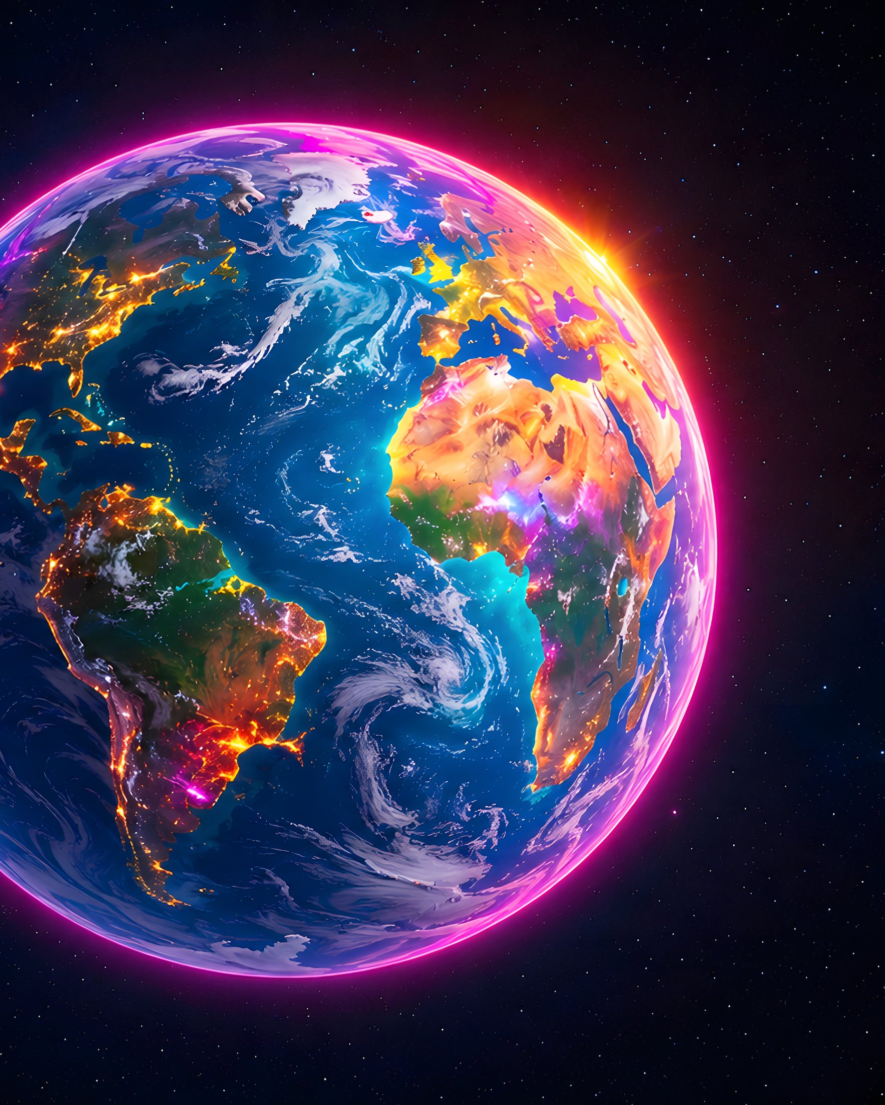 Glowing Earth Among Star Fields - Wallpapers for Samsung Galaxy Z Fold 2/3 in 1768x2208 resolution