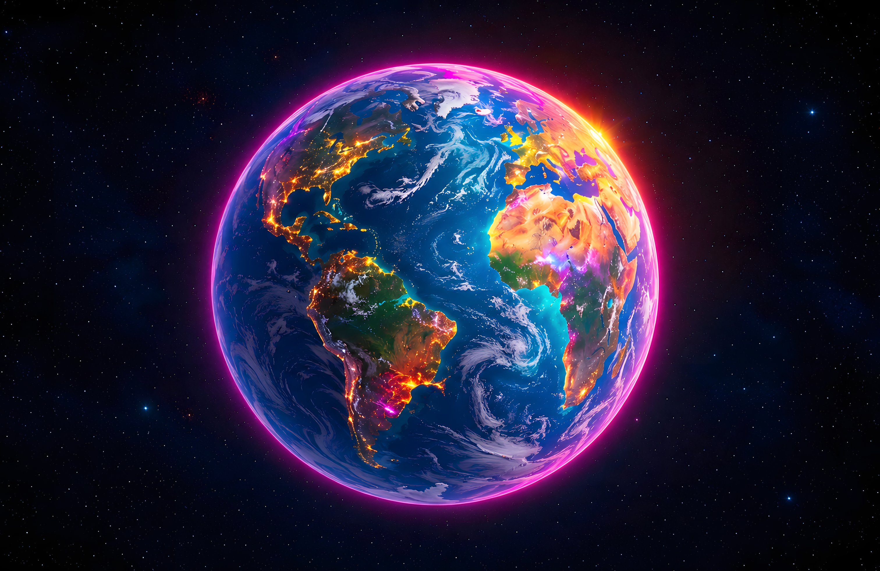 Glowing Earth Among Star Fields - Wallpapers for Apple MacBook 14.2″ in 3024x1964 resolution