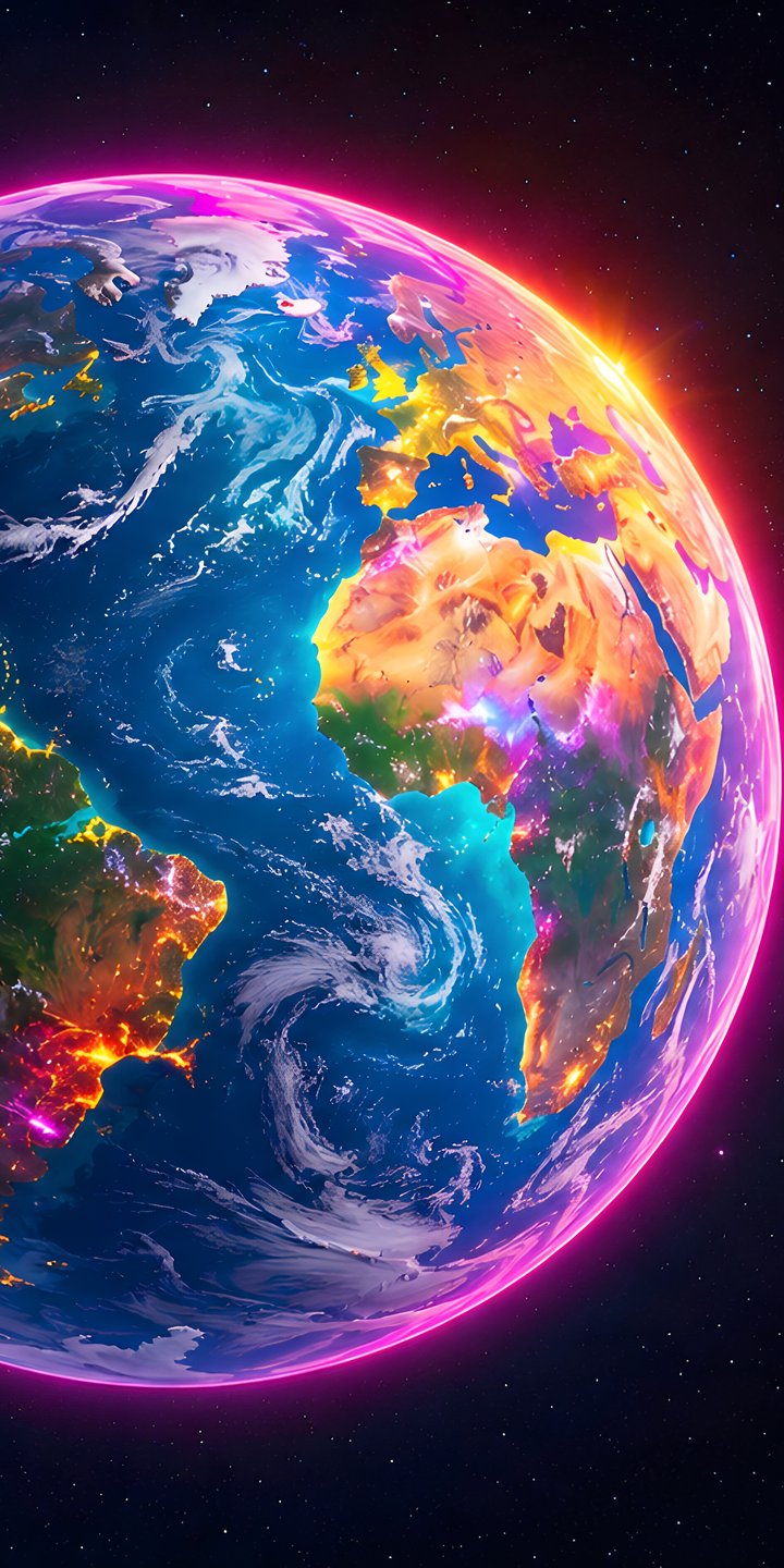 Glowing Earth Among Star Fields - Wallpapers for Samsung Galaxy A03s, Xiaomi Redmi 7A, POCO C3 in 720x1440 resolution