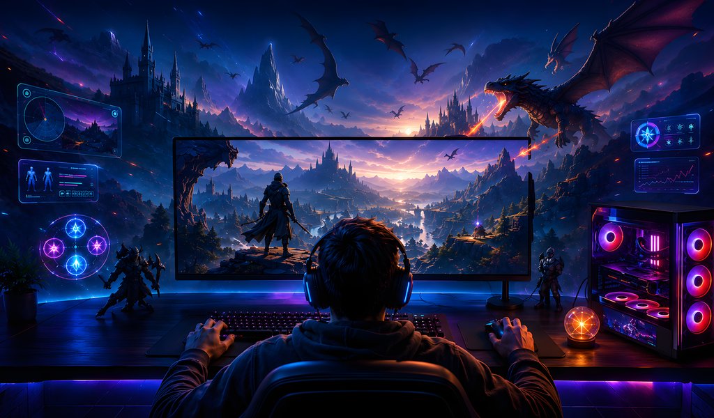 Dragon Gaming Room - WSVGA wallpapers in 1024x600 resolution
