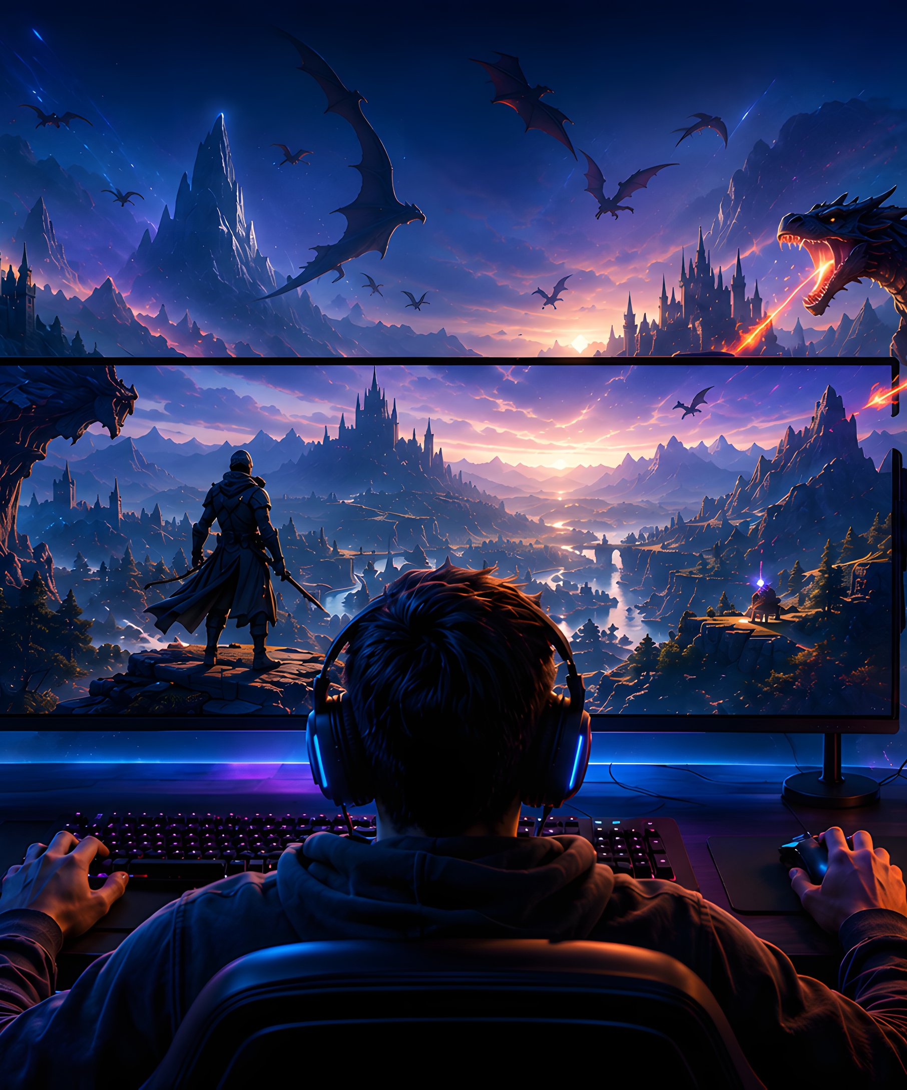 Dragon Gaming Room - Wallpapers for Samsung Galaxy Z Fold4/Z Fold5/Z Fold6 in 1812x2176 resolution