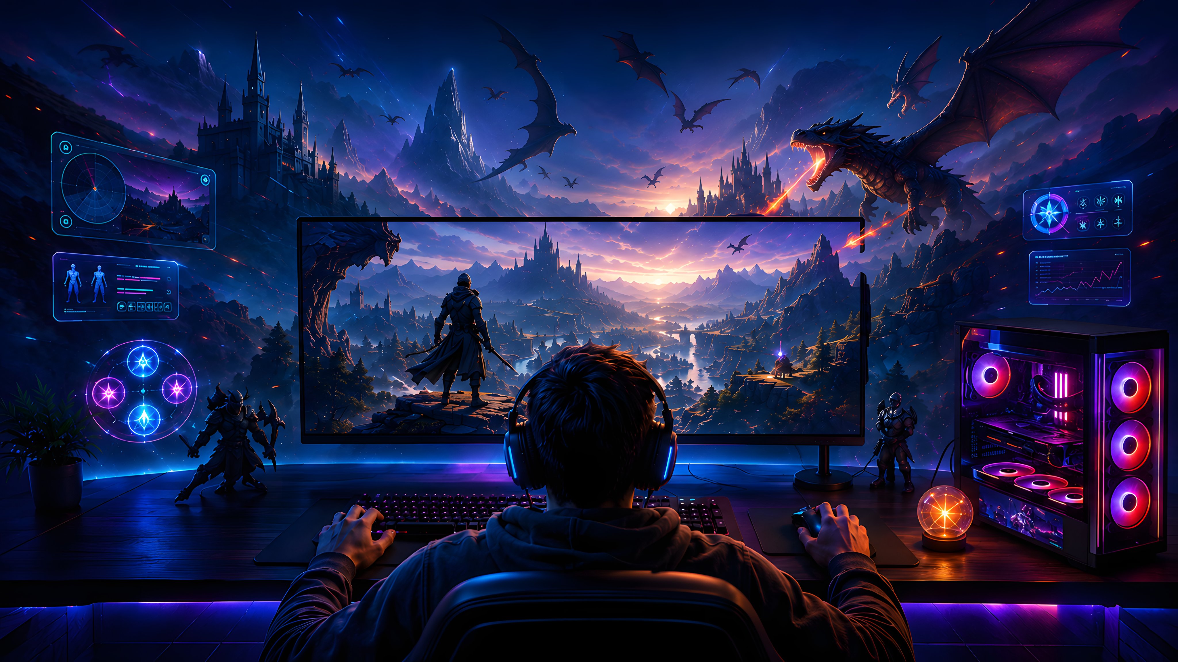 Dragon Gaming Room - Wallpapers for Apple iMac 21.5″ in 4096x2304 resolution
