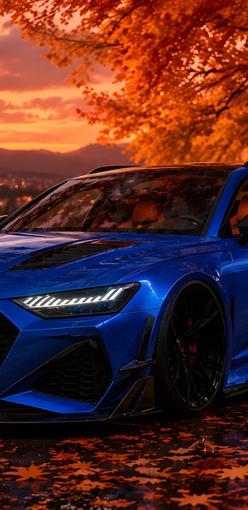 Audi RS 6 by the Autumn Waterfront - Wallpapers for Samsung in 360x740 resolution