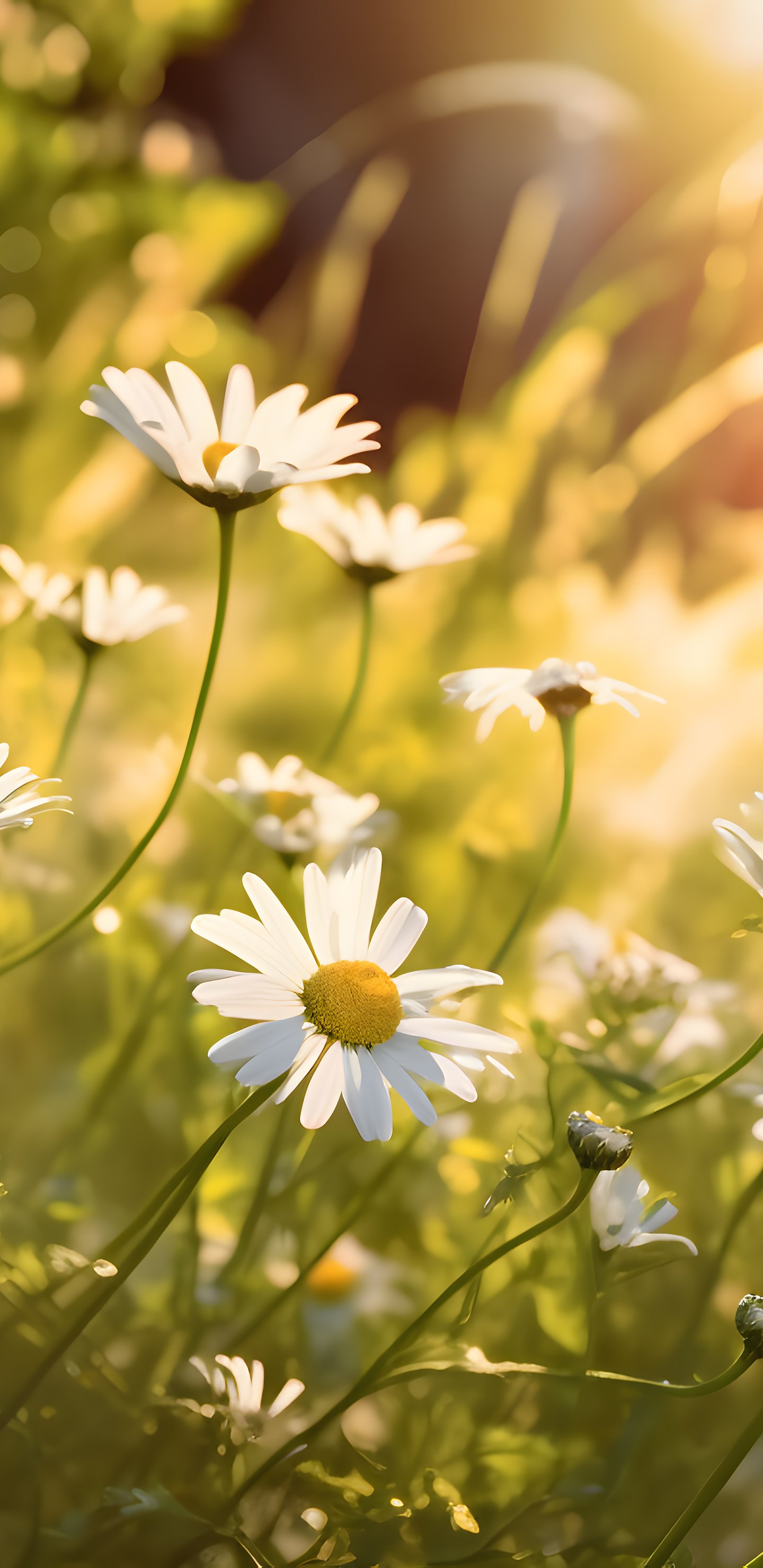 Chamomile field at dawn - Wallpapers for Samsung Galaxy S8/S8+/Note 8/S9/S9+/Note 9 in 1440x2960 resolution