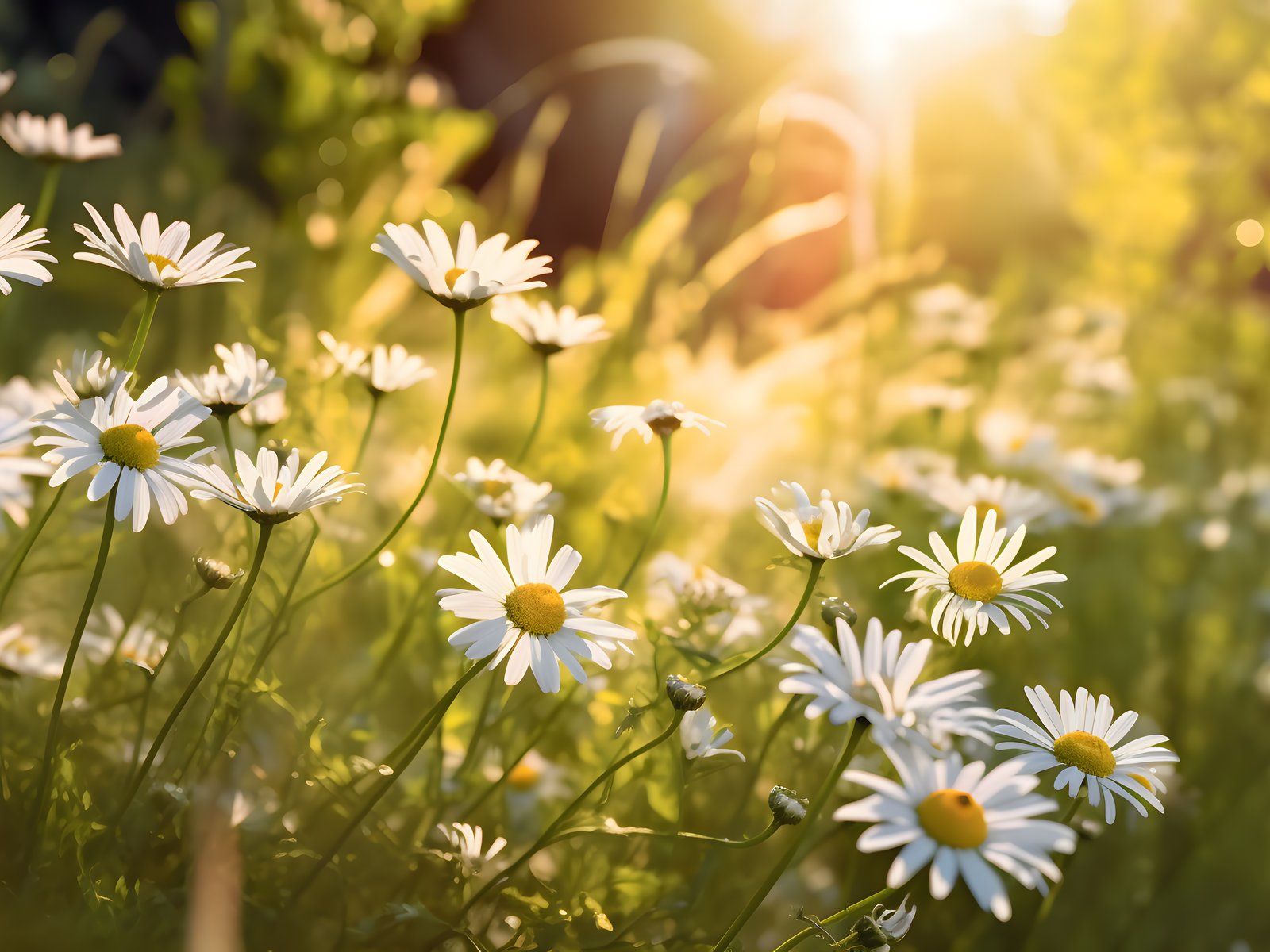 Chamomile field at dawn - UXGA wallpapers in 1600x1200 resolution