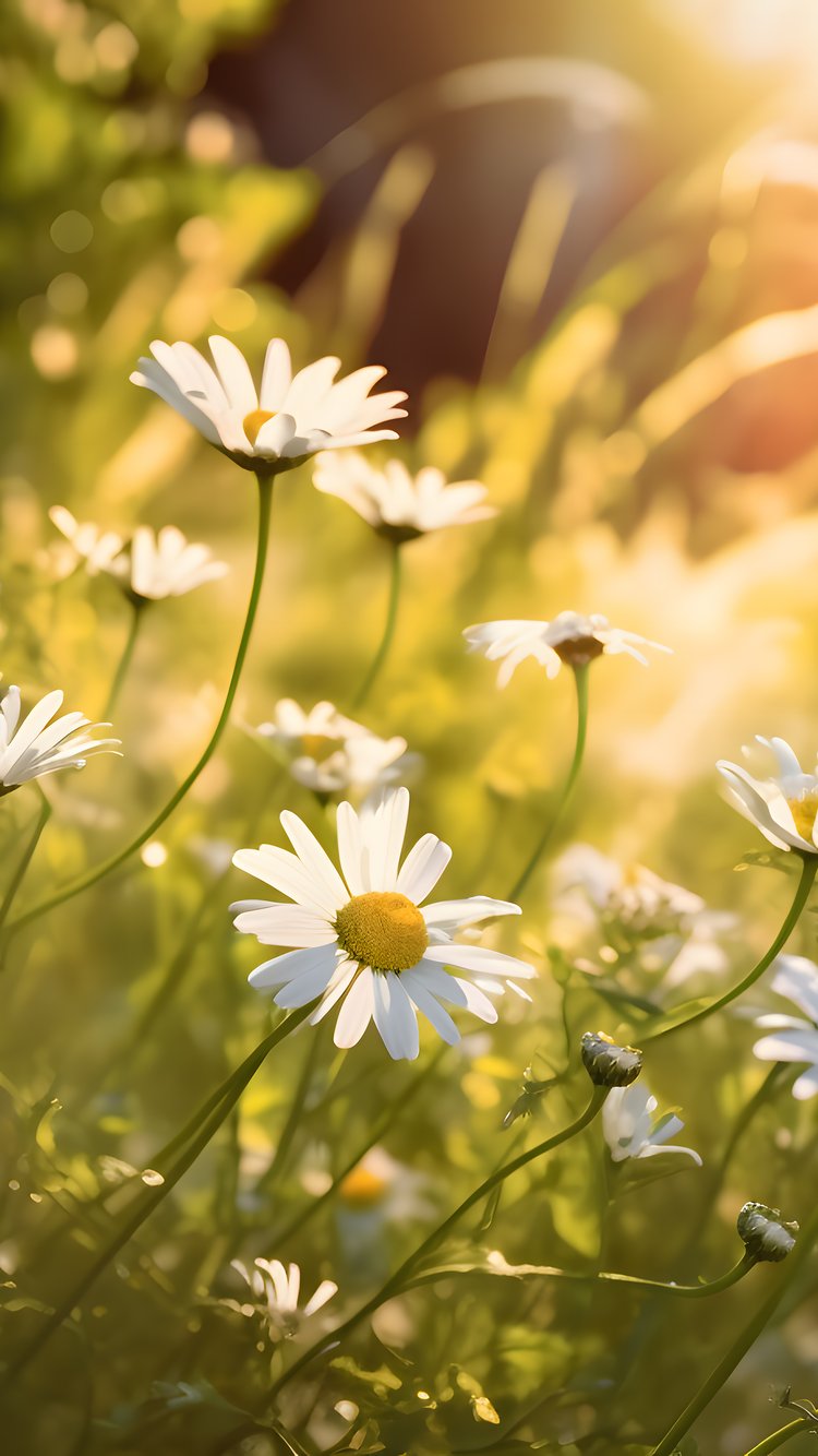 Chamomile field at dawn - Wallpapers for iPhone 6/6S/7/8/SE2/SE3 in 750x1334 resolution