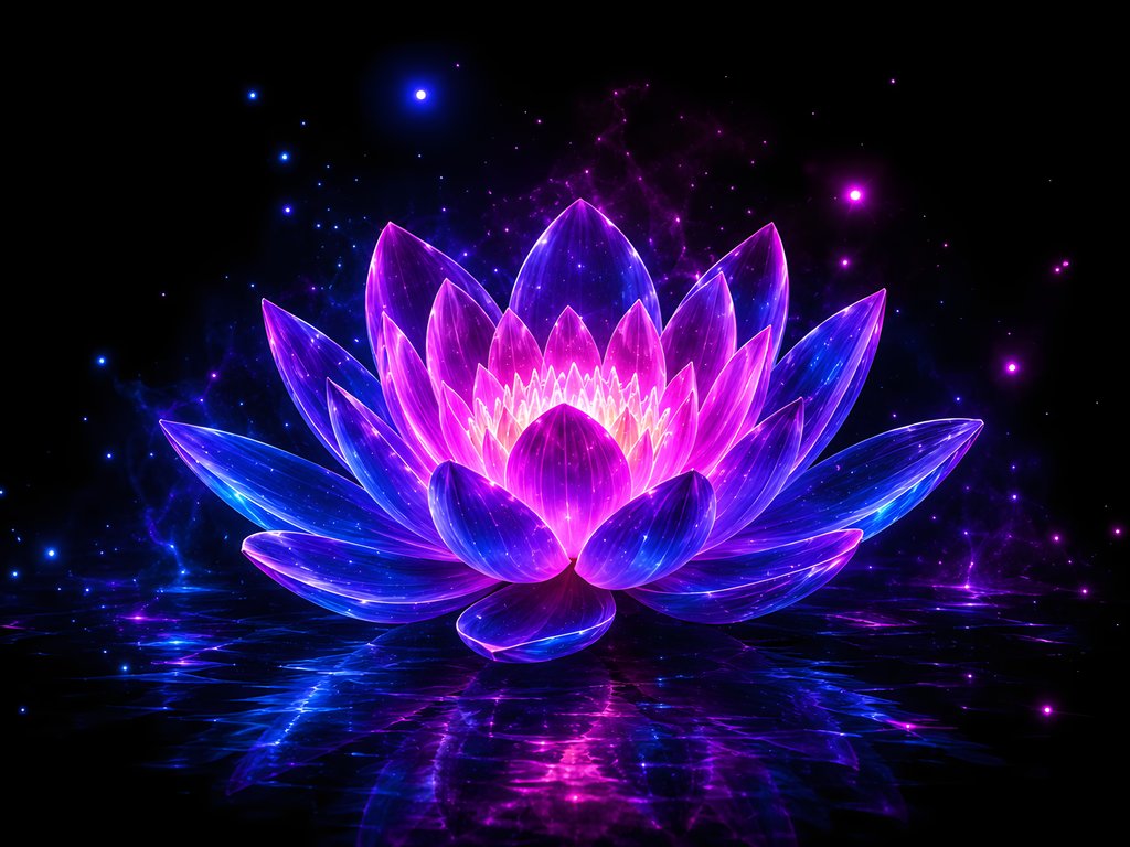 Neon lotus in the water at night - XVGA wallpapers in 1024x768 resolution