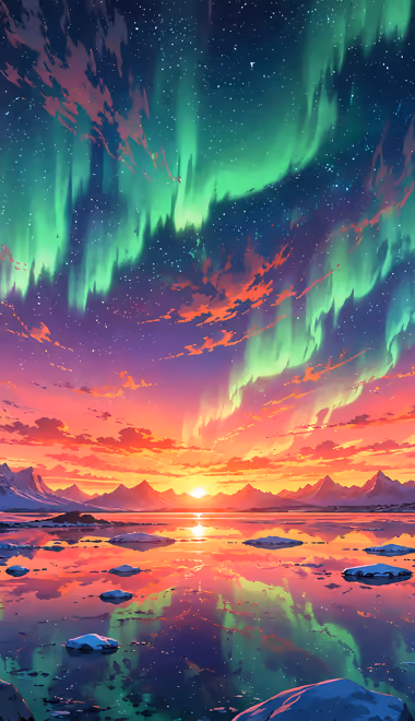 Nature wallpapers: aurora, sunset, mountains, water