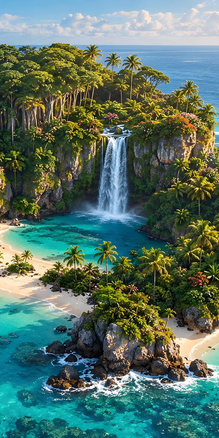 Tropical uninhabited island in the ocean - Wallpapers for Samsung Galaxy A03s, Xiaomi Redmi 7A, POCO C3 in 720x1440 resolution