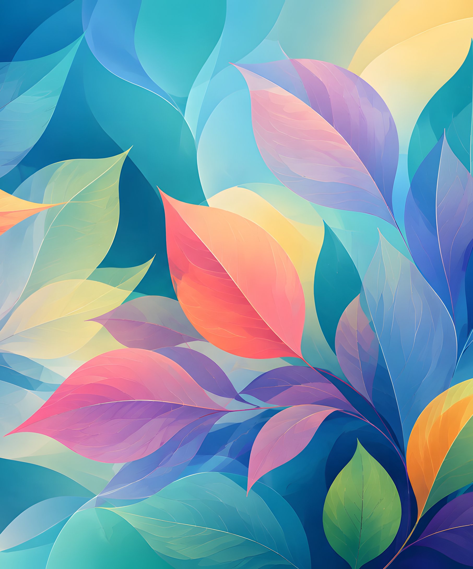 Colorful Leaves in Abstract Pattern - Wallpapers for Samsung Galaxy Z Fold4/Z Fold5/Z Fold6 in 1812x2176 resolution