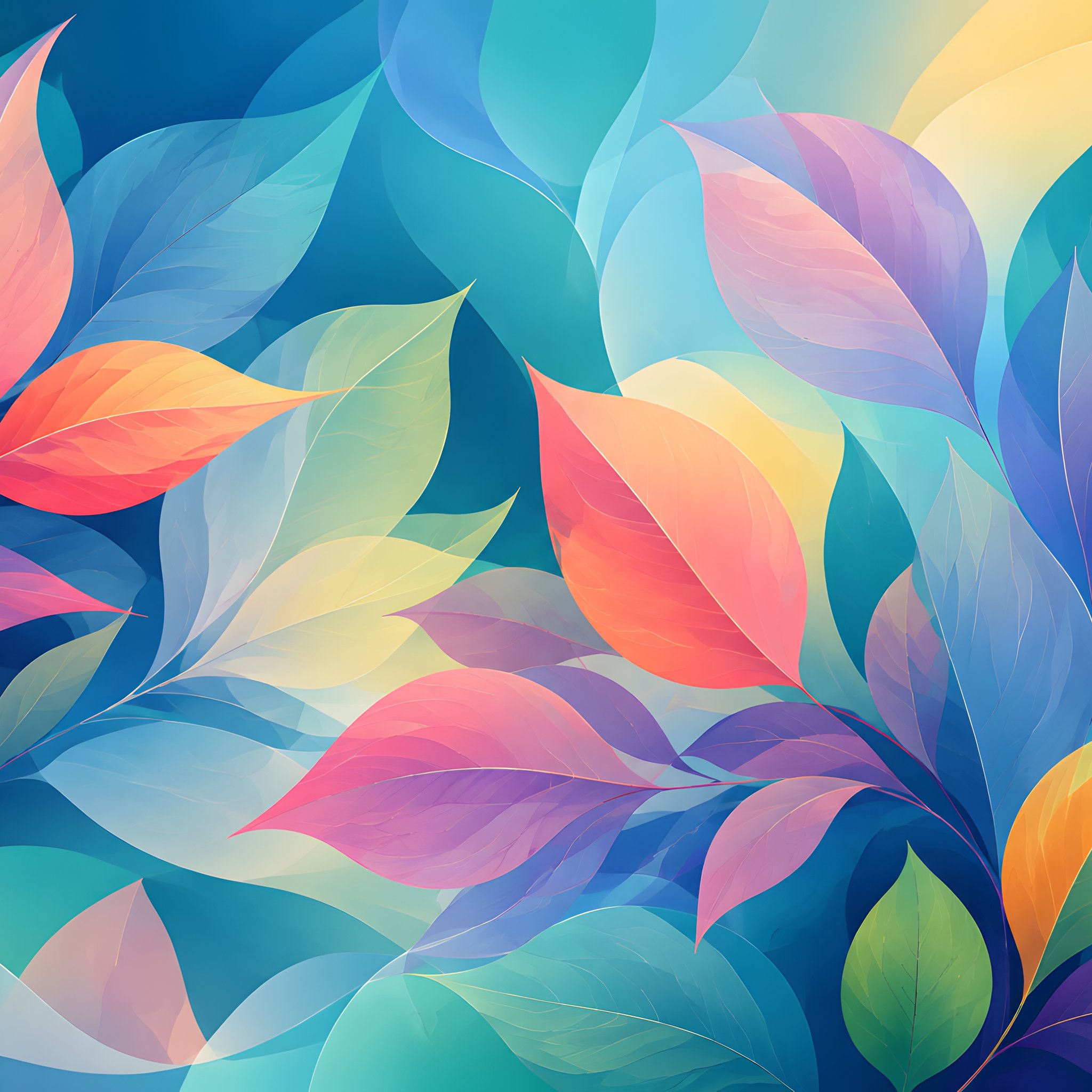 Colorful Leaves in Abstract Pattern - Wallpapers for iPad Retina in 2048x2048 resolution
