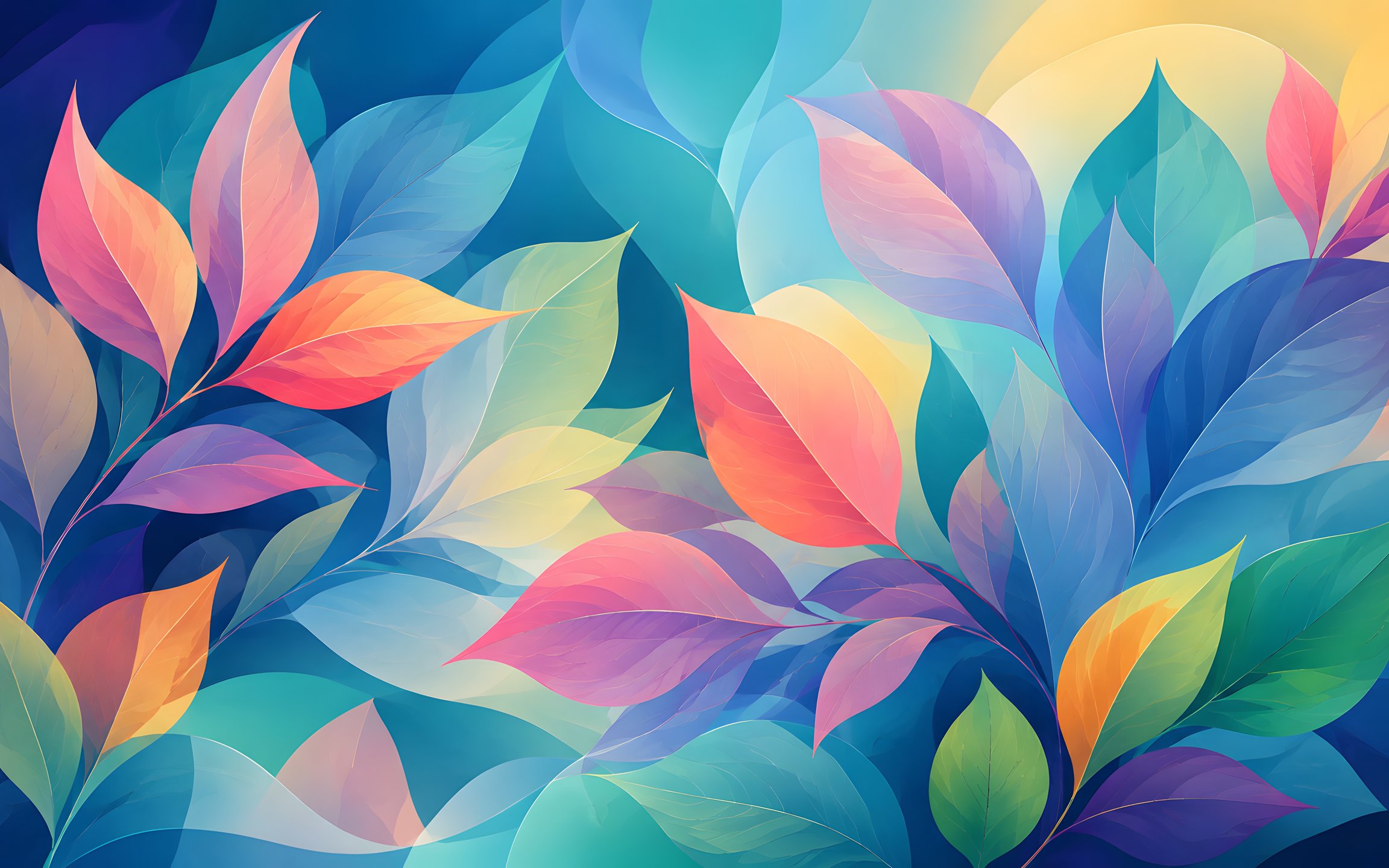 Colorful Leaves in Abstract Pattern - Wallpapers for Apple MacBook 12″ in 2304x1440 resolution