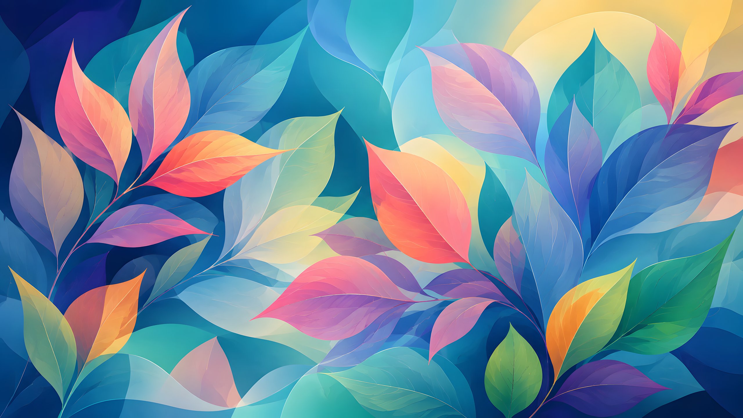 Colorful Leaves in Abstract Pattern - 2K Quad HD wallpapers in 2560x1440 resolution