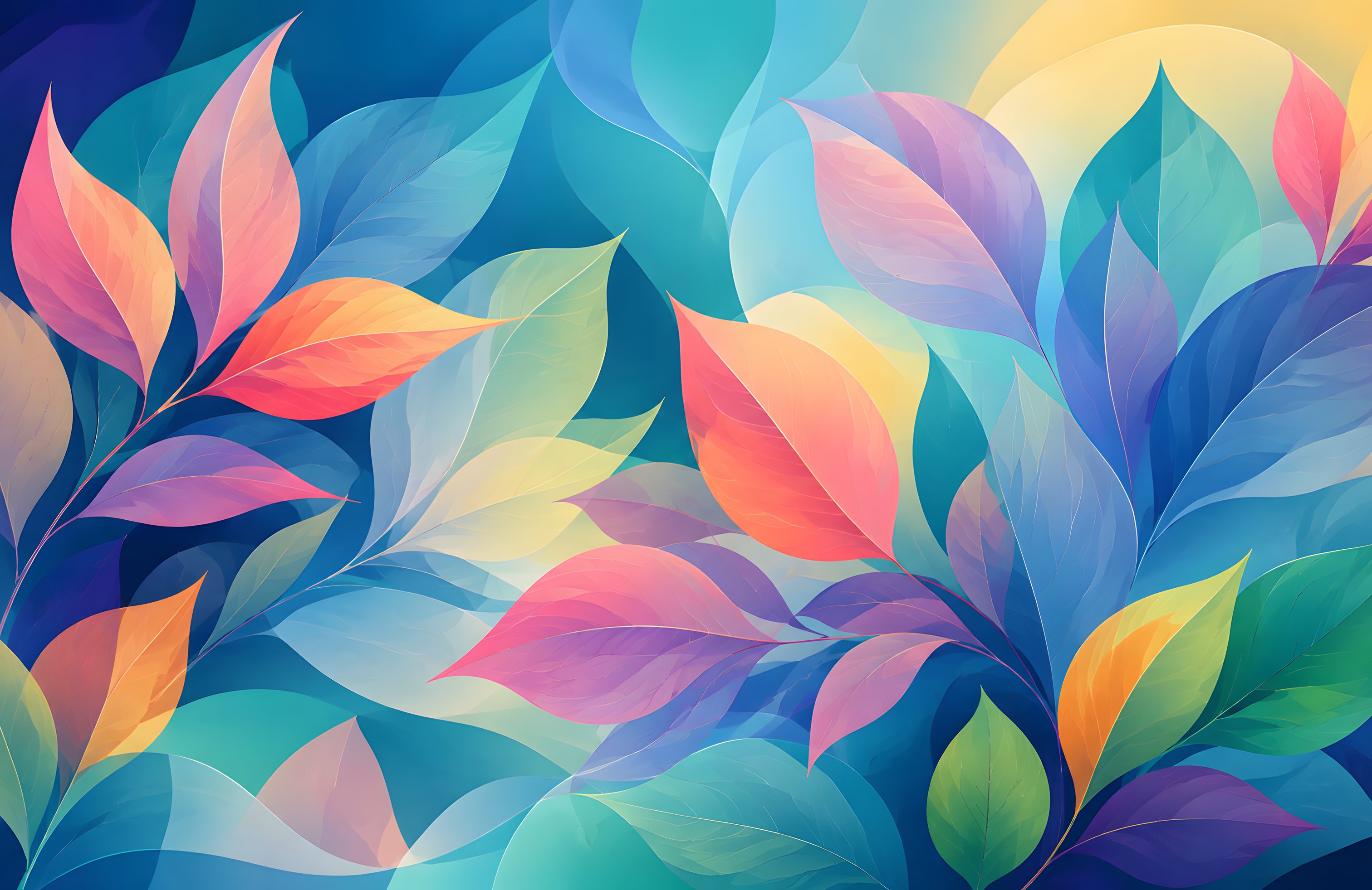 Colorful Leaves in Abstract Pattern - Wallpapers for Apple MacBook 14.2″ in 3024x1964 resolution