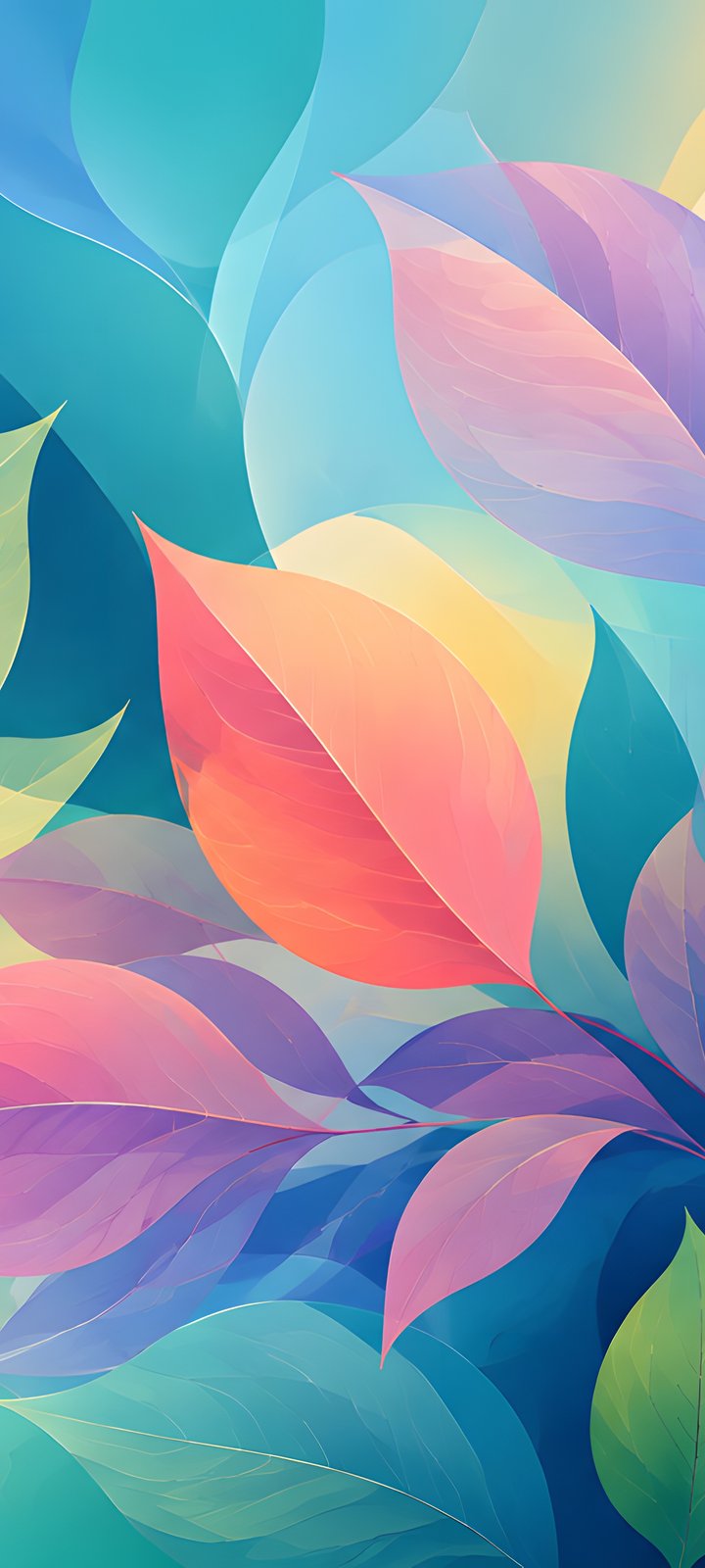 Colorful Leaves in Abstract Pattern - Wallpapers for Xiaomi Redmi 10C/C40/C51, Samsung Galaxy A12/A02s/A03/M12 in 720x1600 resolution