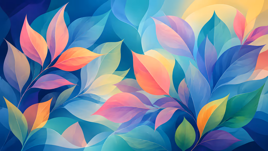 Colorful Leaves in Abstract Pattern — desktop and phone wallpaper, free download