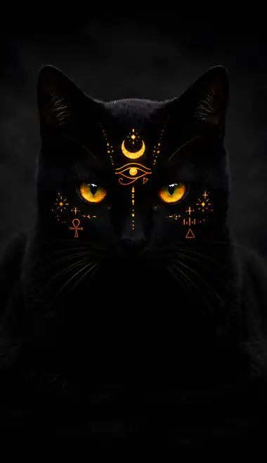 Обои кошка для Samsung/LG (720x1280): кошка, жёлтые глаза, золото, темнота