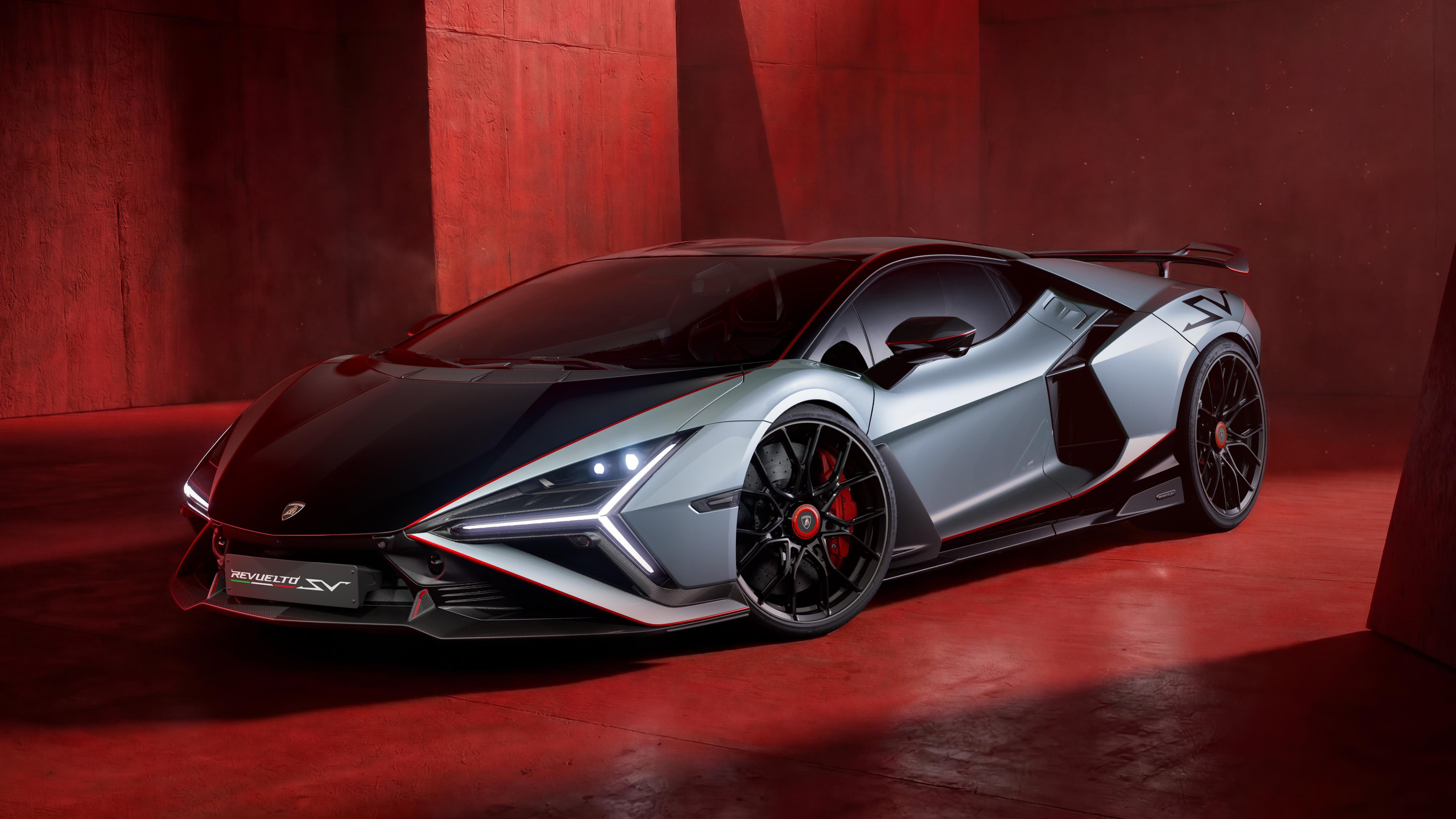 Гиперкар Lamborghini Revuelto SV в студии - Обои для Apple iMac 21.5″ в разрешении 4096x2304