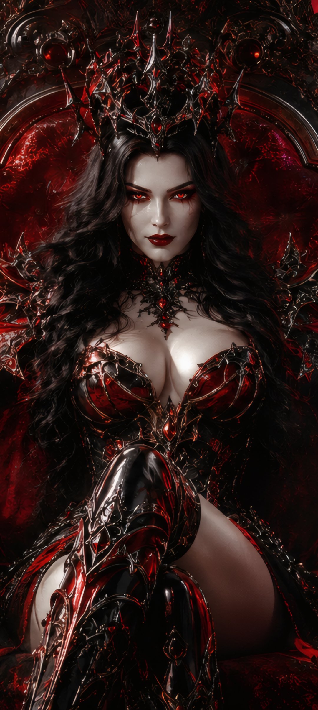 Vampire Queen on a Gothic Throne - Wallpapers for Samsung Galaxy A13/A14/A53, Realme 12 Pro 5G, POCO M5 in 1080x2408 resolution