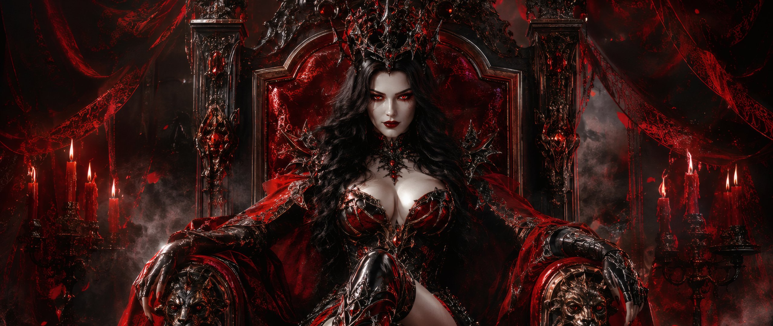 Vampire Queen on a Gothic Throne - UltraWide 21:9 wallpapers in 2560x1080 resolution