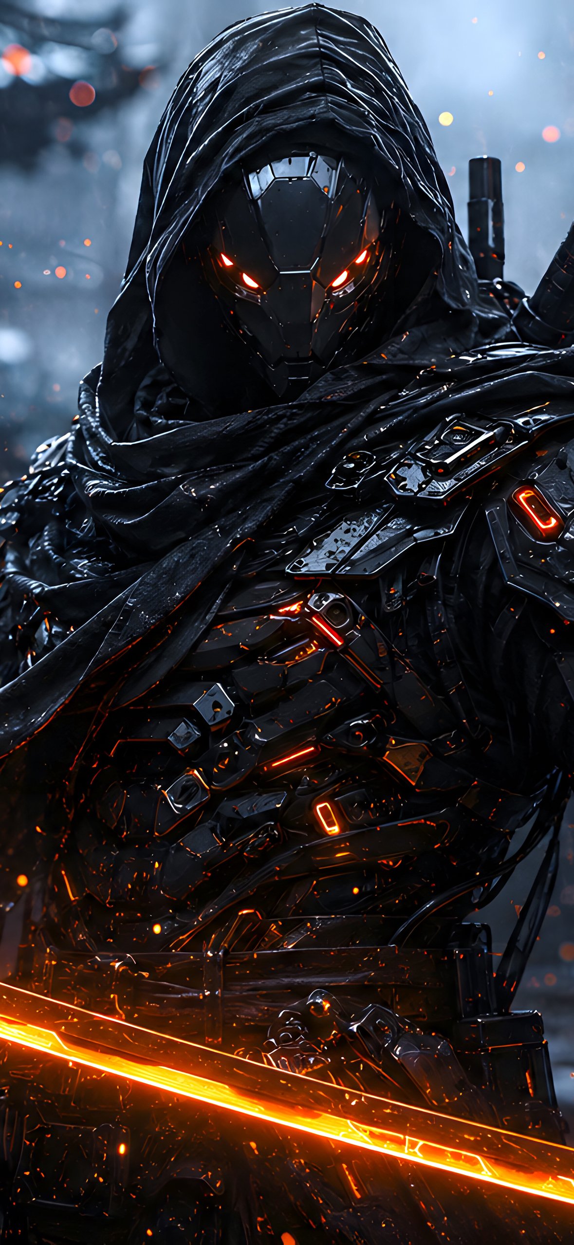 Cyberpunk Samurai with a Katana - Wallpapers for iPhone 14 Pro/15 Pro in 1179x2556 resolution