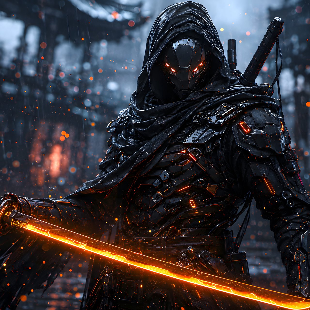 Cyberpunk Samurai with a Katana - Wallpapers for Lenovo, Huawei in 1280x1280 resolution