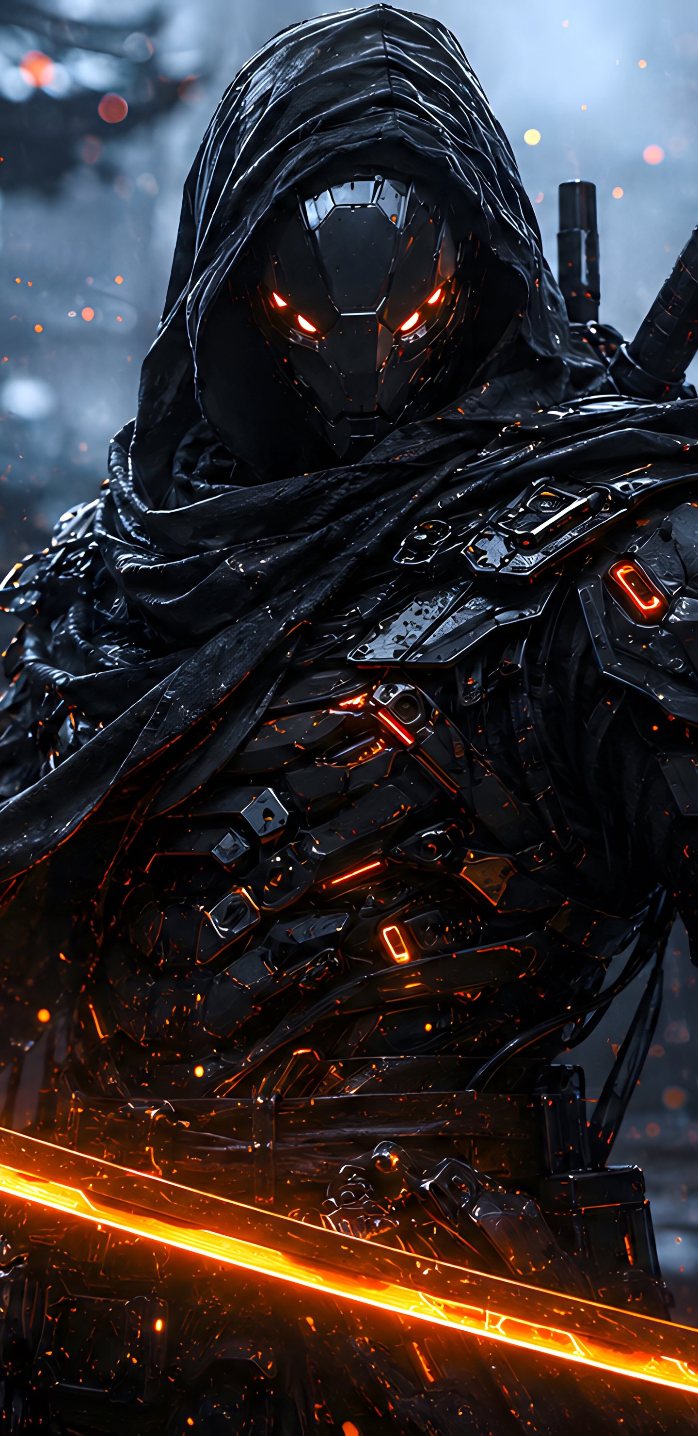 Cyberpunk Samurai with a Katana - Wallpapers for Samsung Galaxy S8/S8+/Note 8/S9/S9+/Note 9 in 1440x2960 resolution
