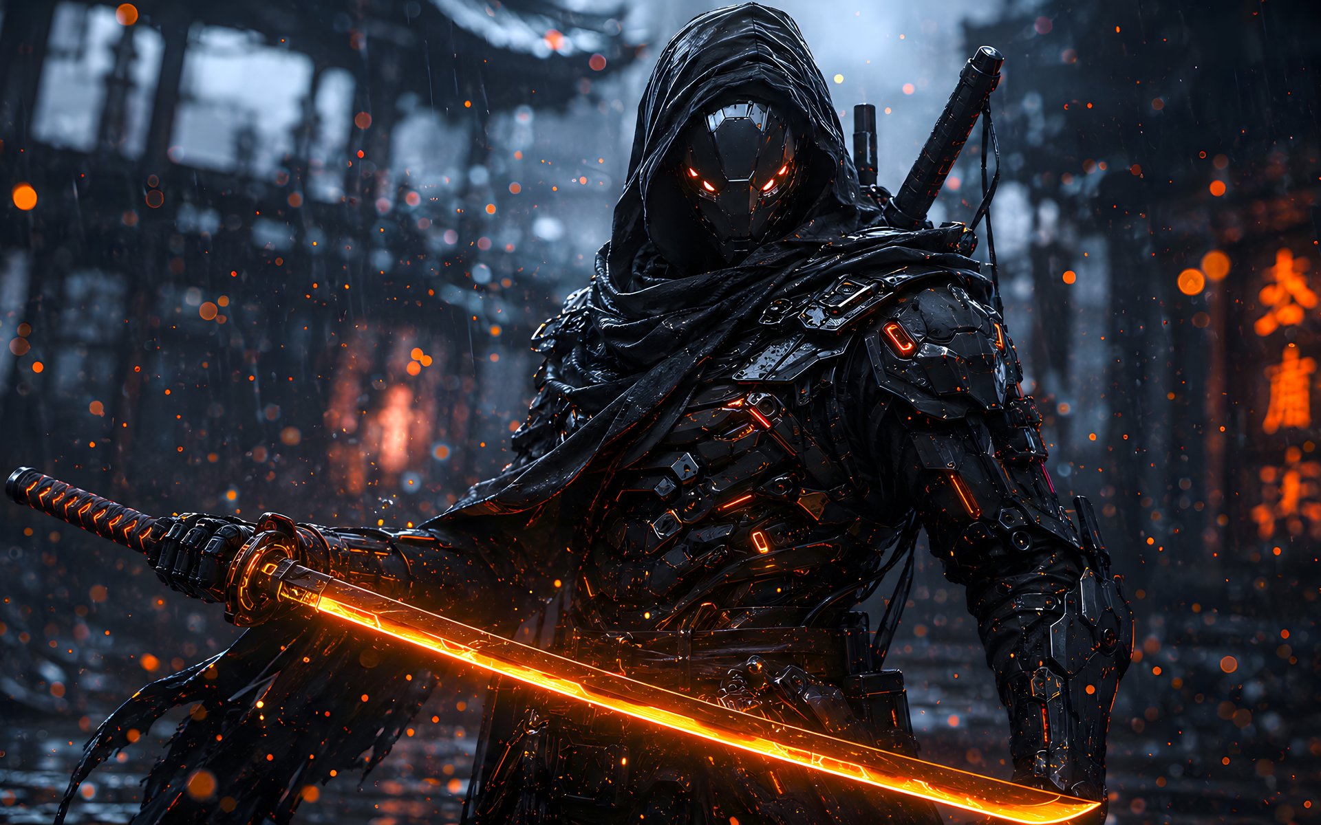 Cyberpunk Samurai with a Katana - WUXGA wallpapers in 1920x1200 resolution
