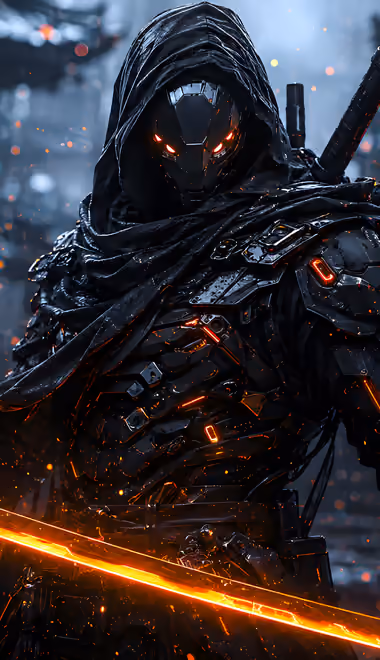 Futuristic Robot Wallpapers for Xiaomi smartphones (1220x2608): cyberpunk, samurai, armor, katana