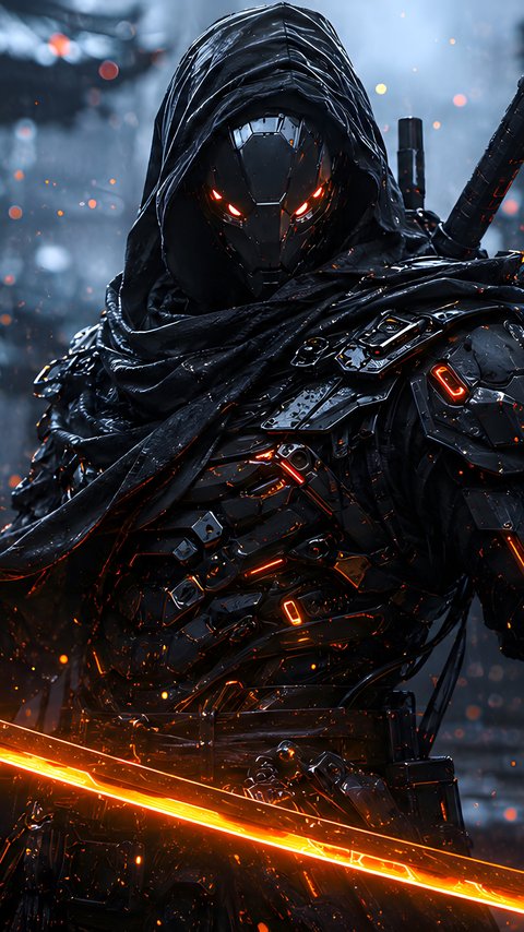 Cyberpunk Samurai with a Katana - Wallpapers for LG/ASUS in 480x854 resolution