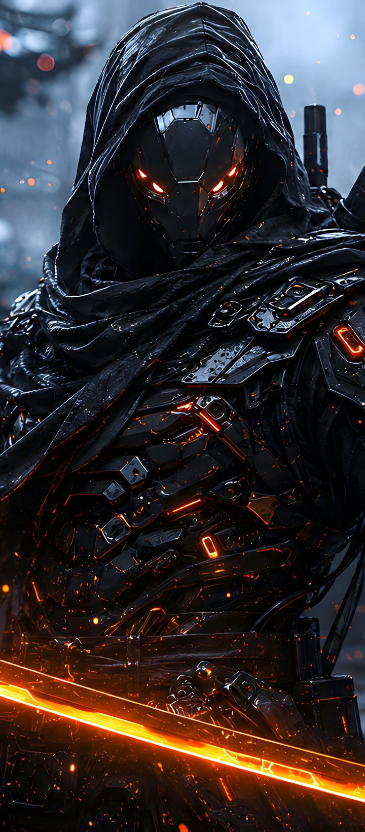 Cyberpunk Samurai with a Katana - Wallpapers for Xiaomi Redmi 14C, POCO C71/C75/M7, Infinix Note 8 in 720x1640 resolution