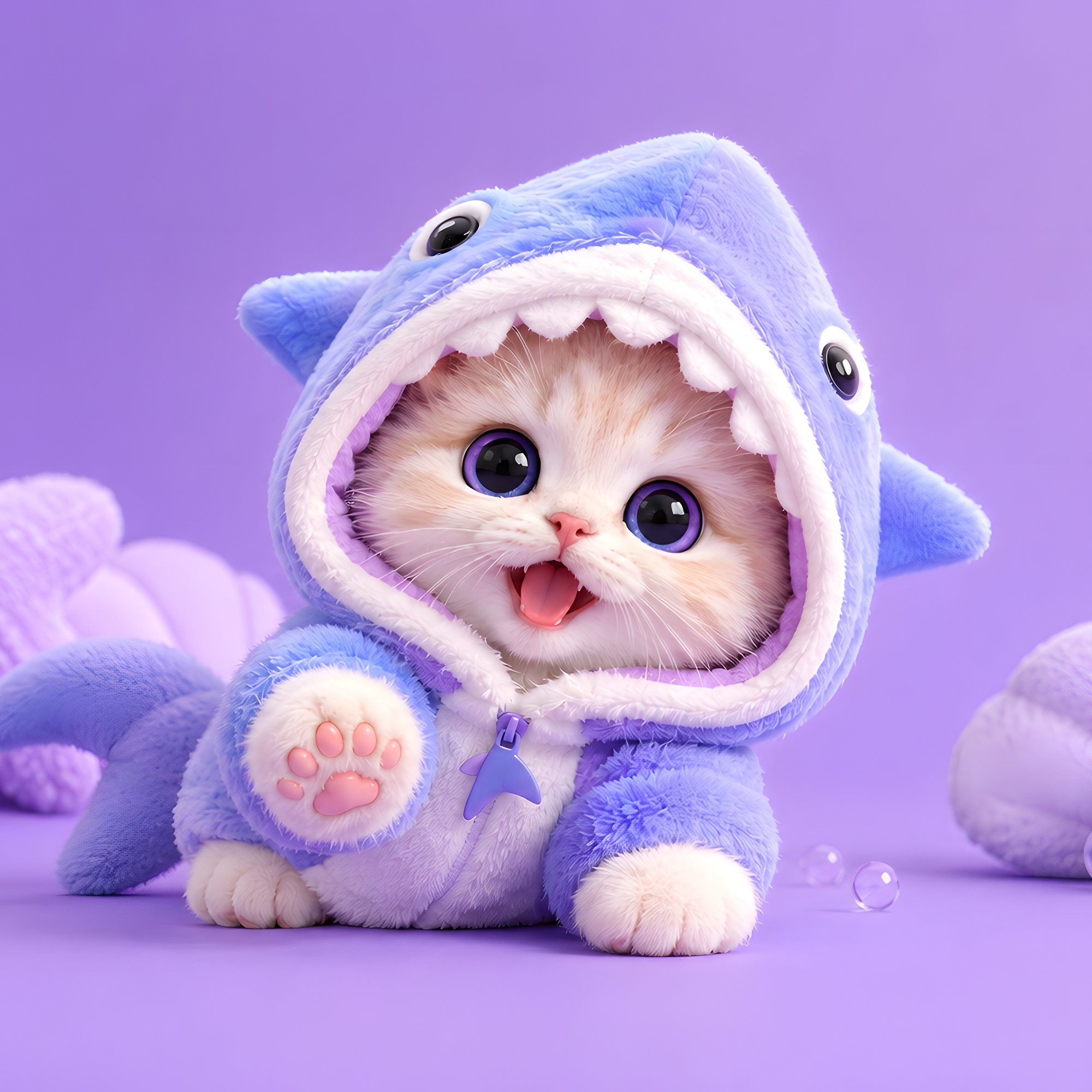 Kitten in a shark costume - Wallpapers for Samsung/Xiaomi in 2000x2000 resolution