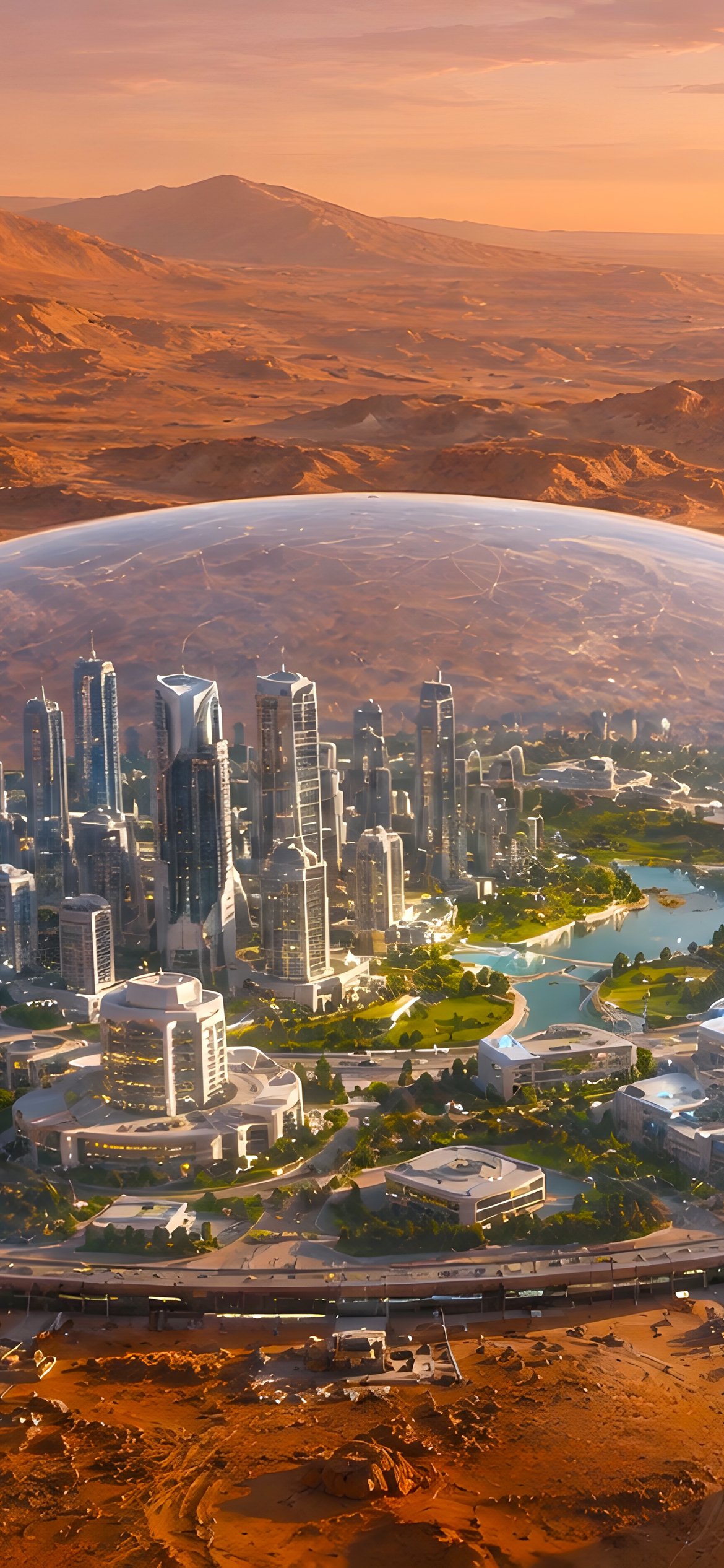 Habitable dome on Mars - Wallpapers for iPhone 12 Pro/13 Pro/14 in 1170x2532 resolution