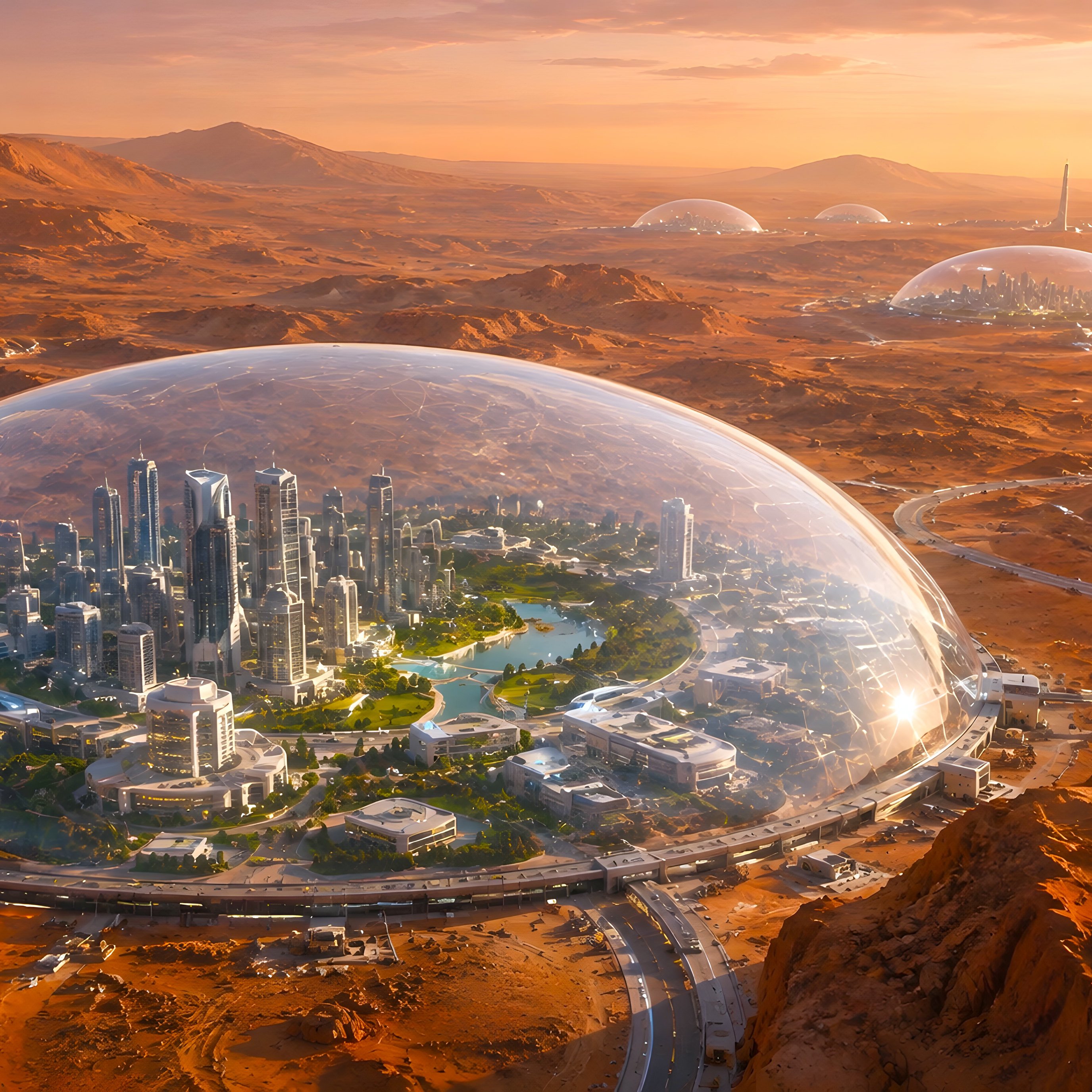 Habitable dome on Mars - Wallpapers for iPad Pro 13″ in 2752x2752 resolution