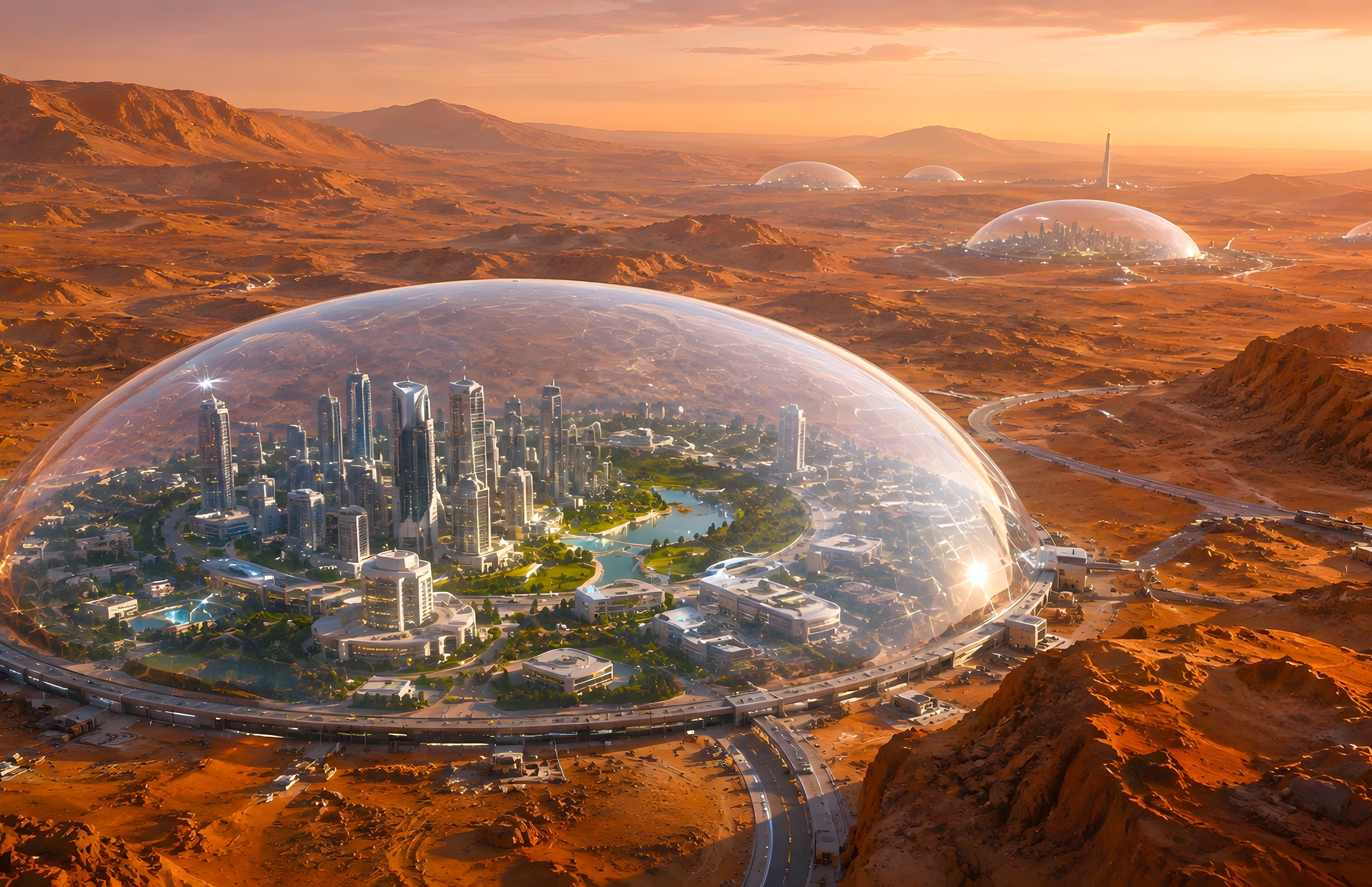 Habitable dome on Mars - Wallpapers for Apple MacBook 16.2″ in 3456x2234 resolution
