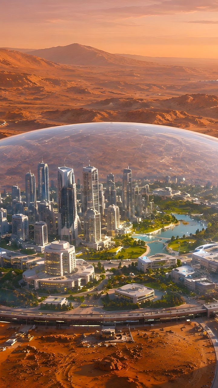 Habitable dome on Mars - Wallpapers for Samsung/LG in 720x1280 resolution