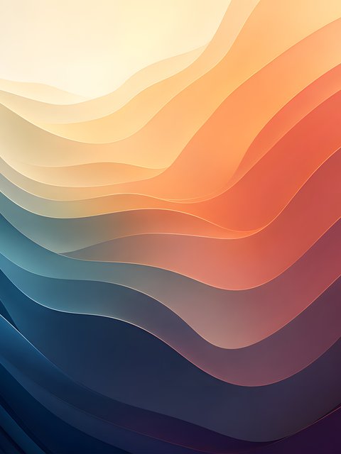 Layered Color Waves and Gradient - Wallpapers for HTC/BlackBerry in 480x640 resolution