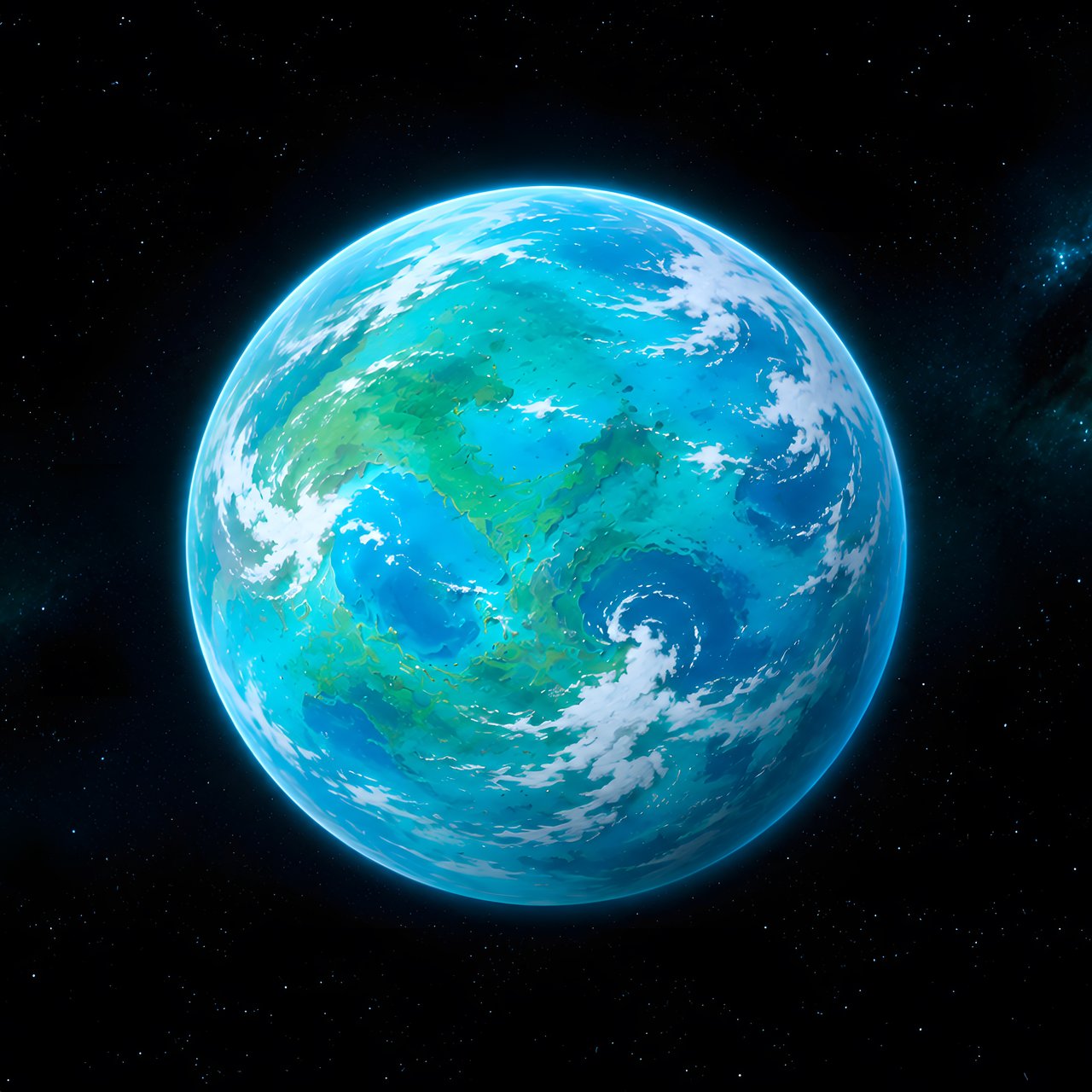 Green Extraterrestrial Planet View - Wallpapers for Lenovo, Huawei in 1280x1280 resolution