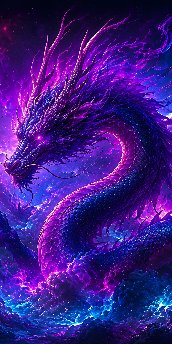 Dragon Above Pink and Blue Clouds - Wallpapers for Samsung Galaxy A03s, Xiaomi Redmi 7A, POCO C3 in 720x1440 resolution