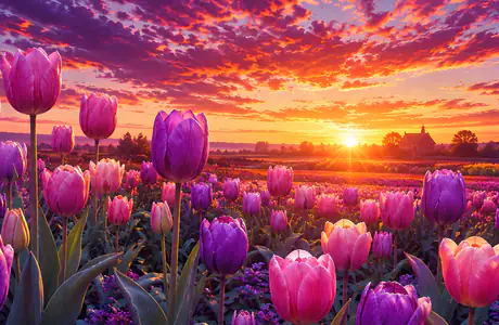 WUXGA Sun wallpapers (1920x1200): tulip, sunrise, field, clouds