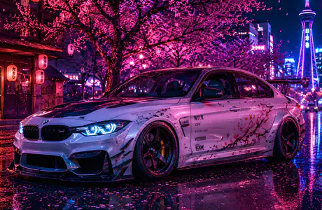 Customization Laptop Wallpapers for WXGA (1366x768): BMW M3, carbon fiber, Tokyo, sakura
