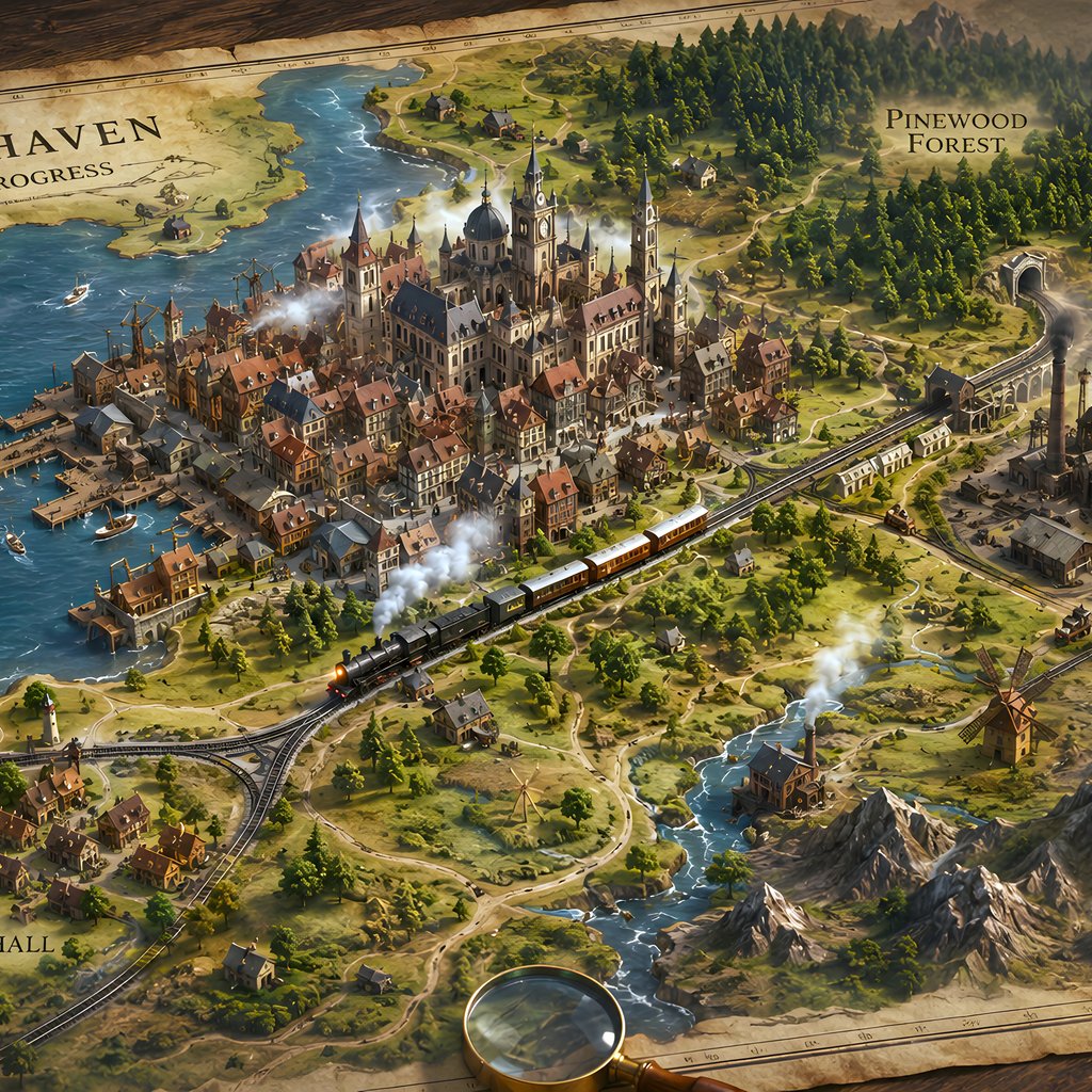 3D map of a fictional city - Wallpapers for Apple iPad 1 in 1024x1024 resolution