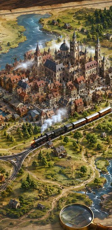 3D map of a fictional city - Wallpapers for Samsung in 360x740 resolution