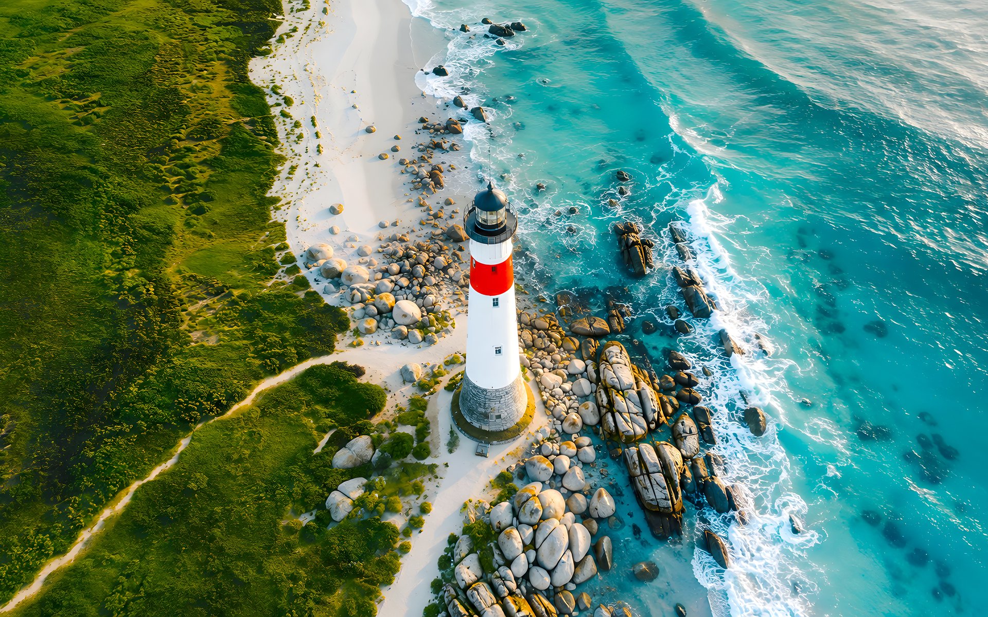 Lighthouse over the sea coast and the sea - WUXGA wallpapers in 1920x1200 resolution