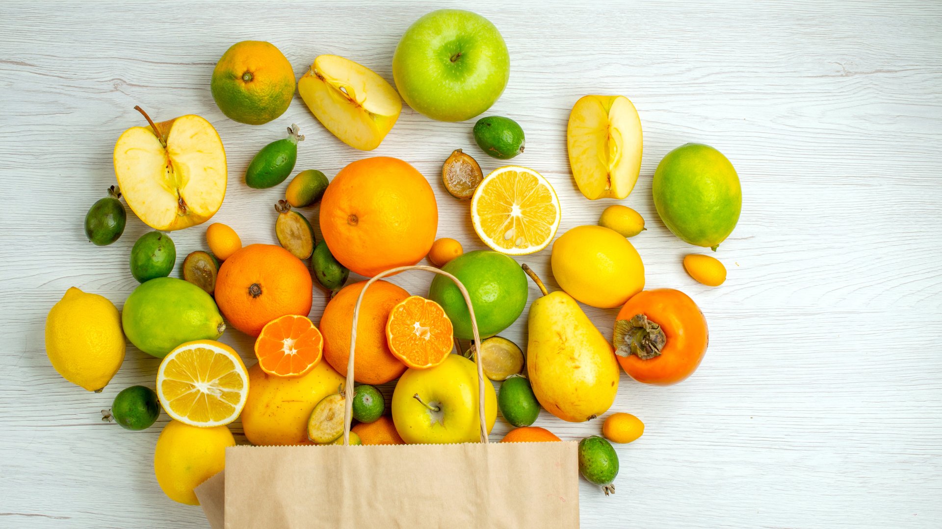 Fruits in a paper bag - Full HD wallpapers in 1920x1080 resolution