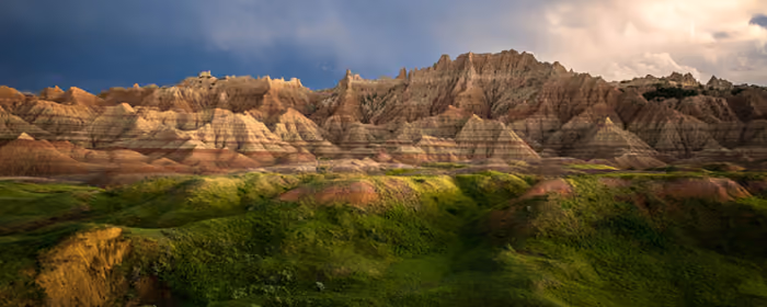 UltraWide 21:9 обои рельеф (2560x1080): национальный парк, горы, трава, облака