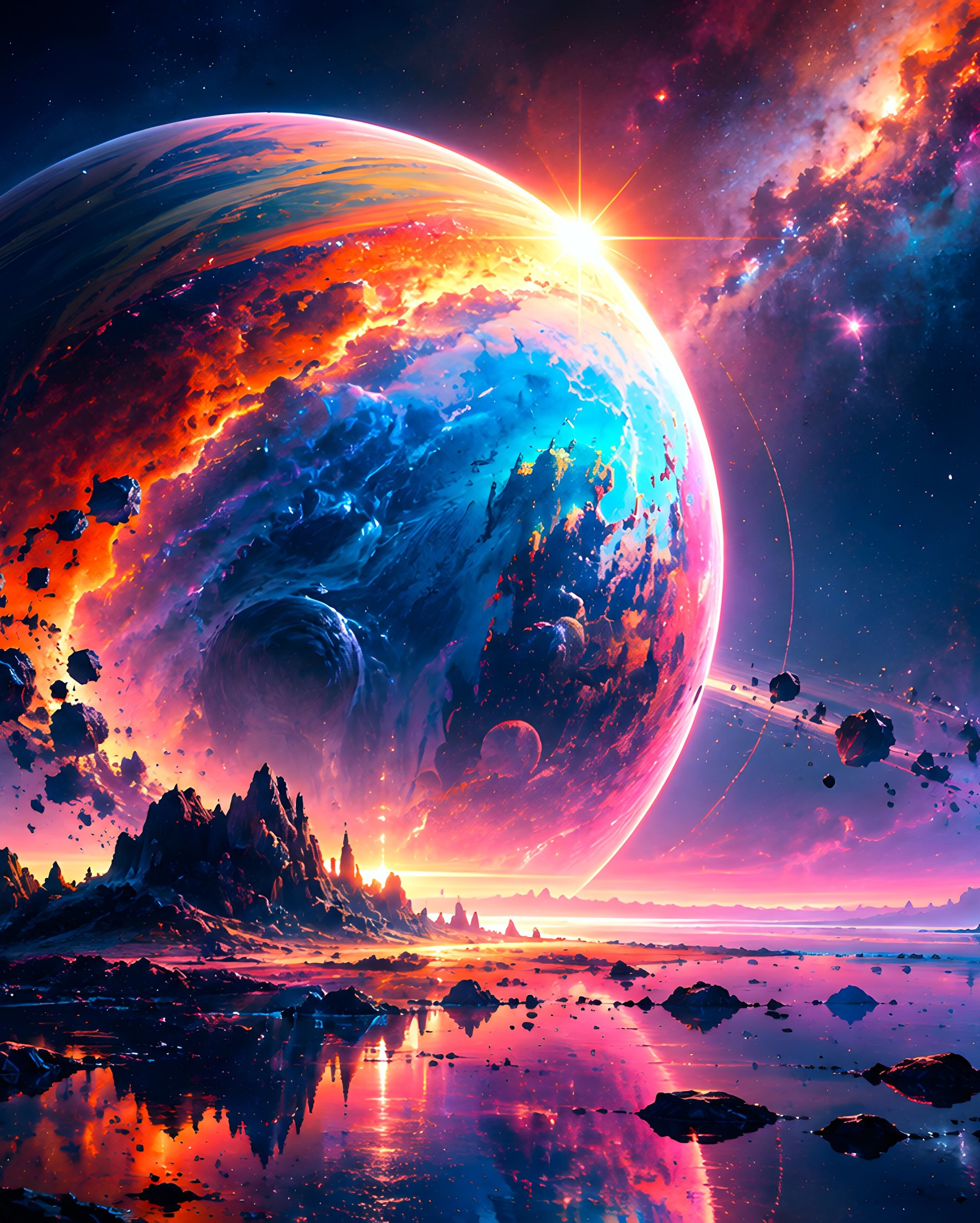 Extraterrestrial Planet Over Mountains - Wallpapers for Samsung Galaxy Z Fold 2/3 in 1768x2208 resolution